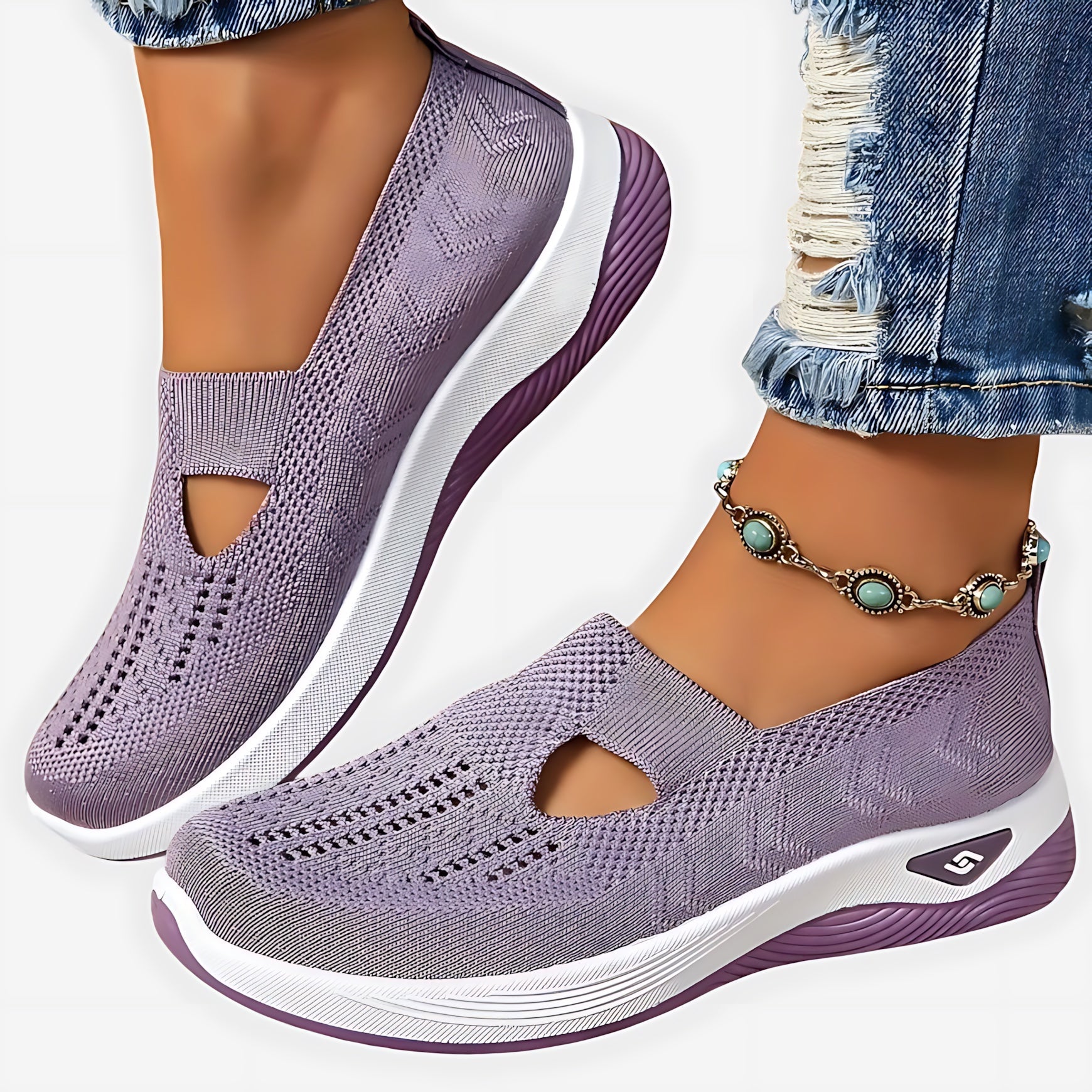 Autumn – Glitter Mesh Slip On Walking Sneakers