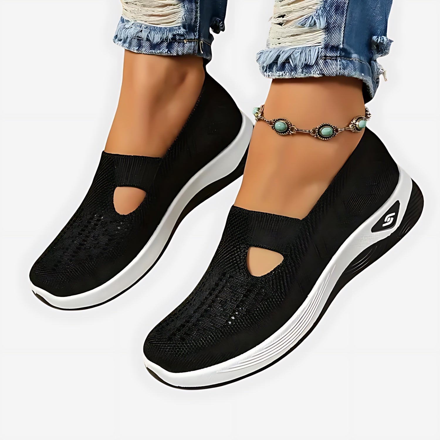 Autumn – Glitter Mesh Slip On Walking Sneakers