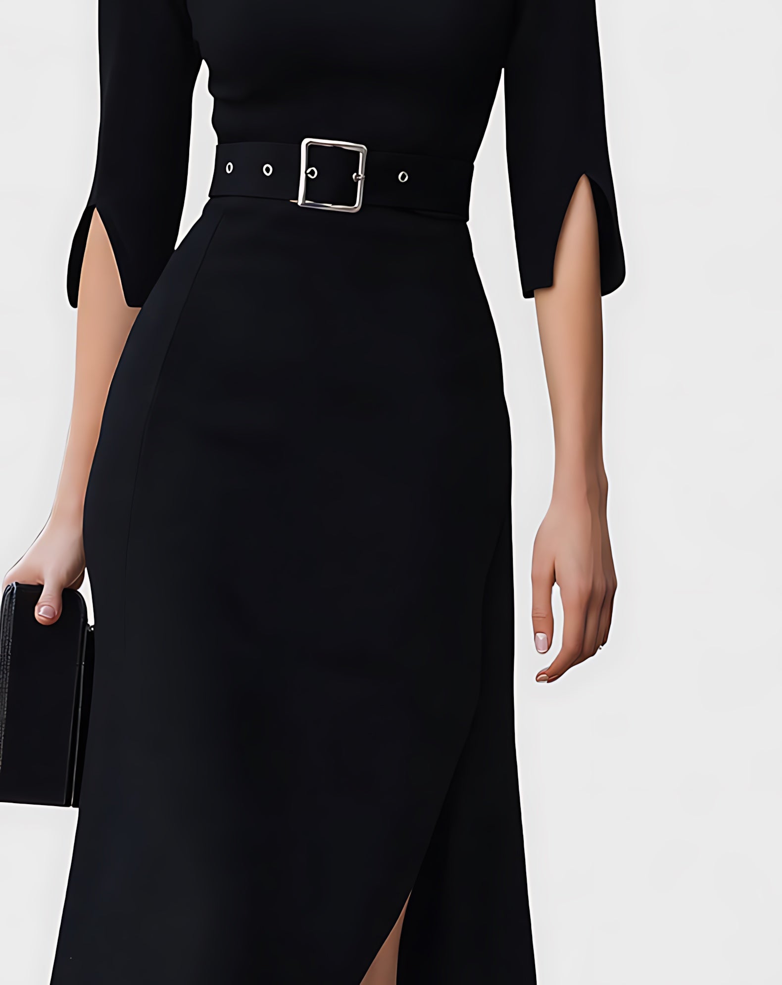 Autumn – Mock Neck Split Sleeve Pencil Midi Dress
