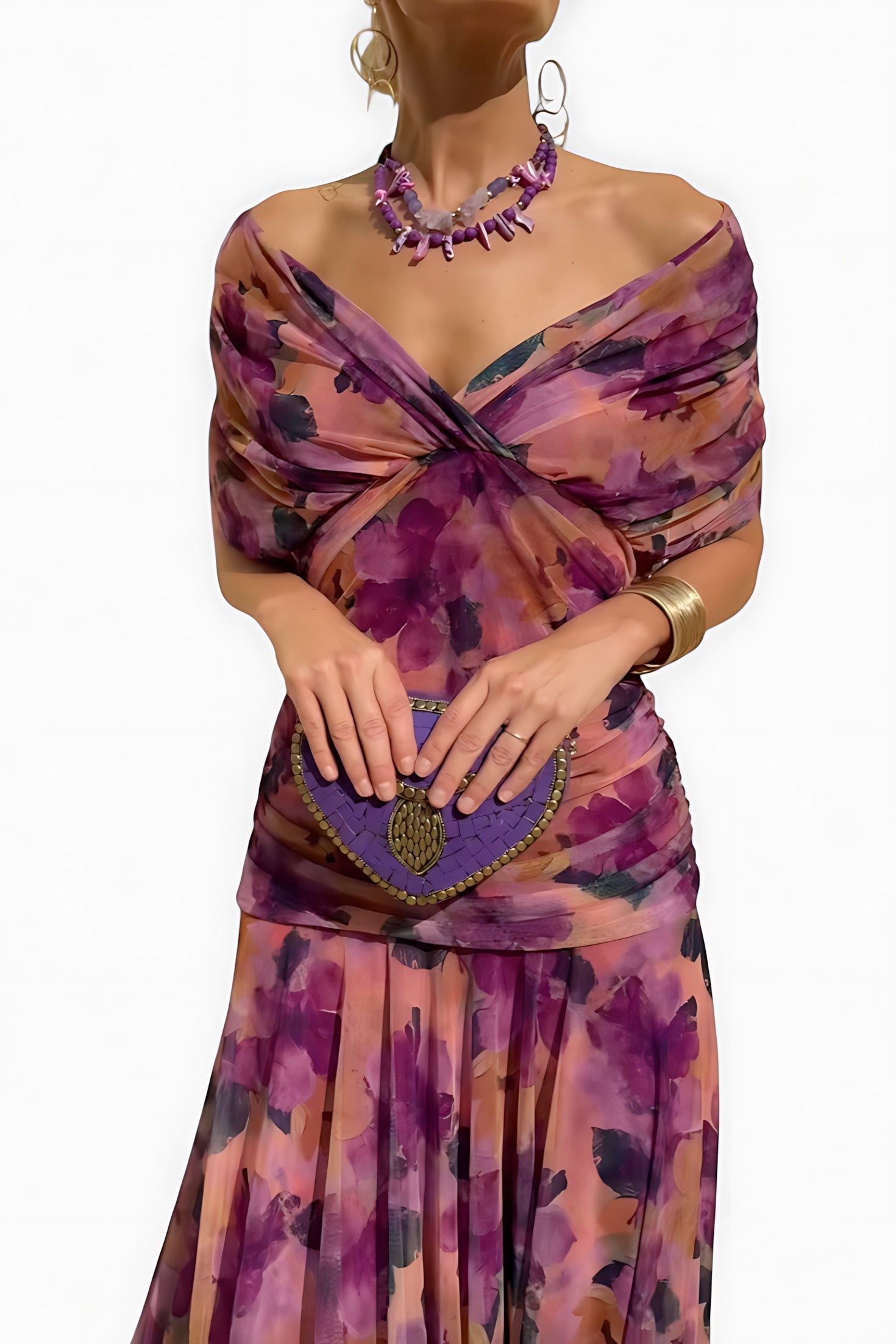 Ava – Mesh Off Shoulder Ruched Evening Maxi Dress