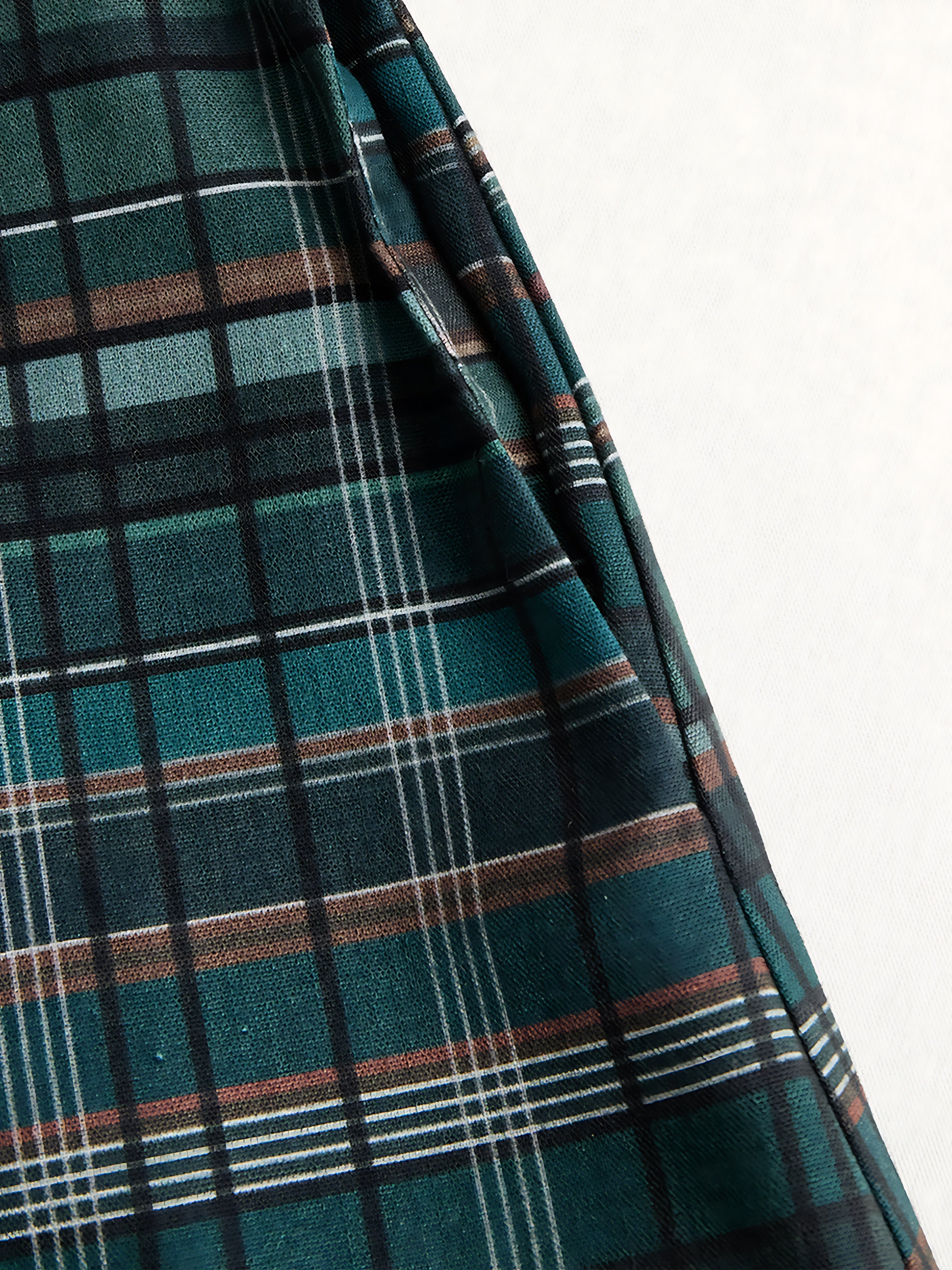 Ava – Plaid Collared Maxi Shirt Dress