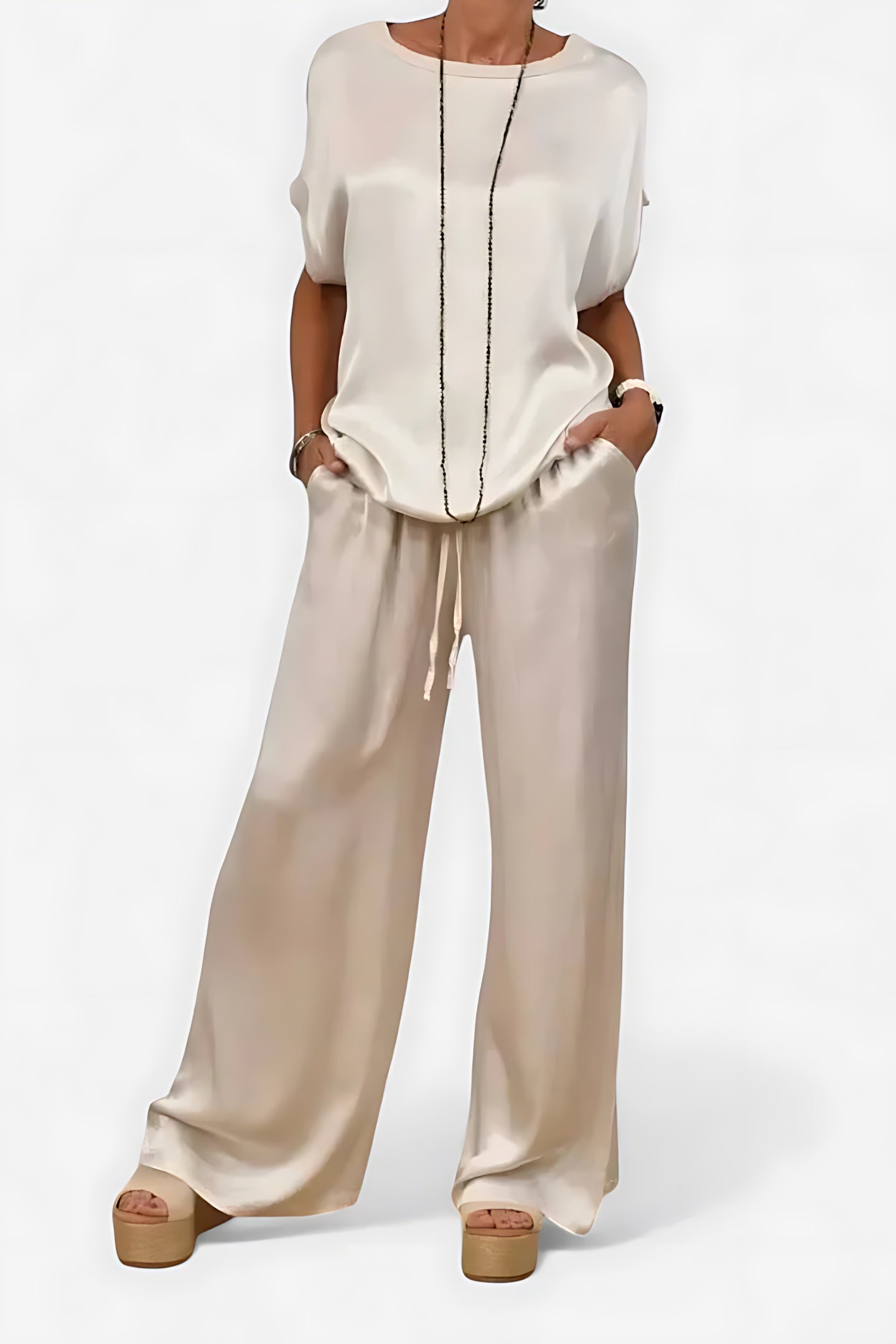 Ava – Satin Top and Wide Leg Pants Evening Set
