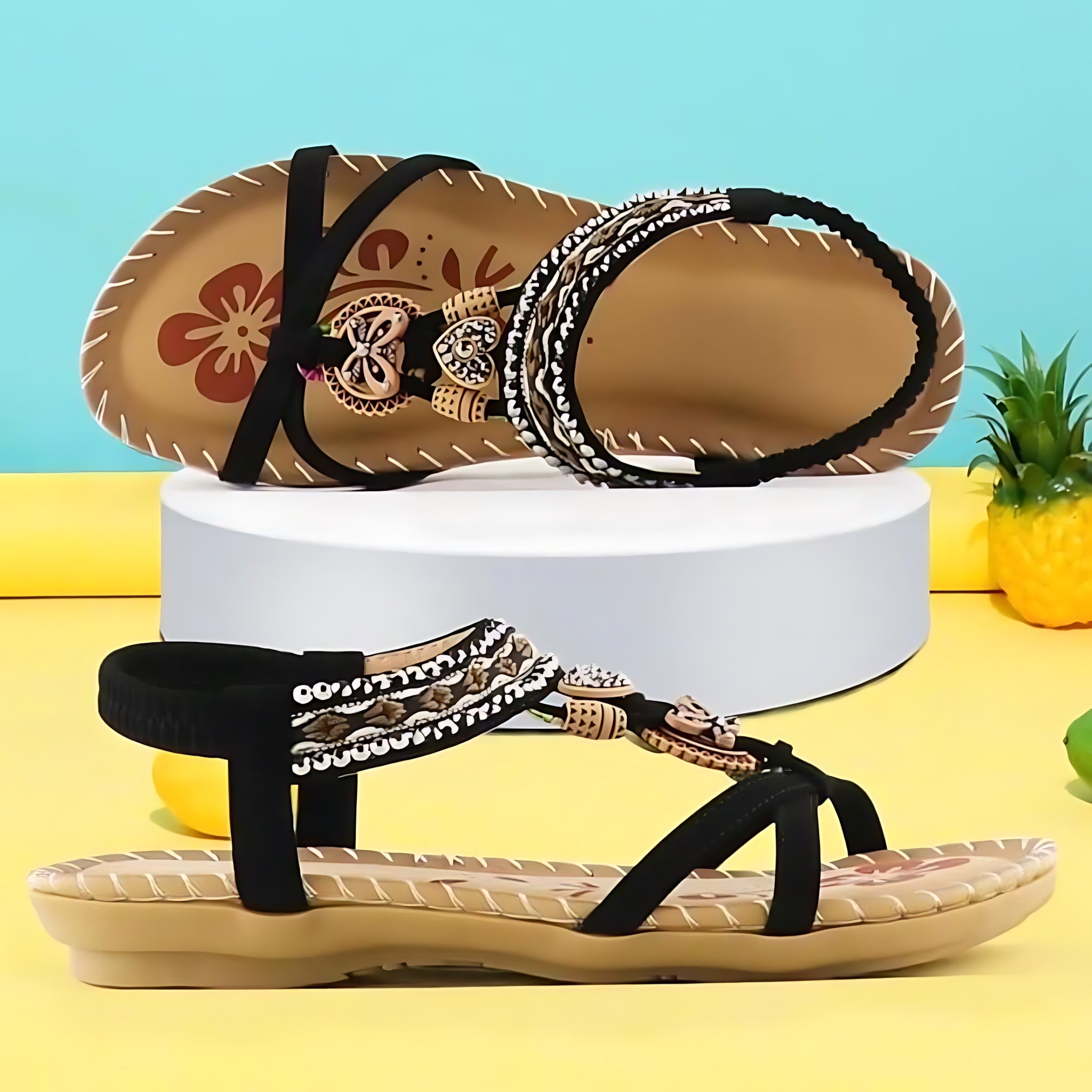 Avery – Beaded Slingback Platform Sandals