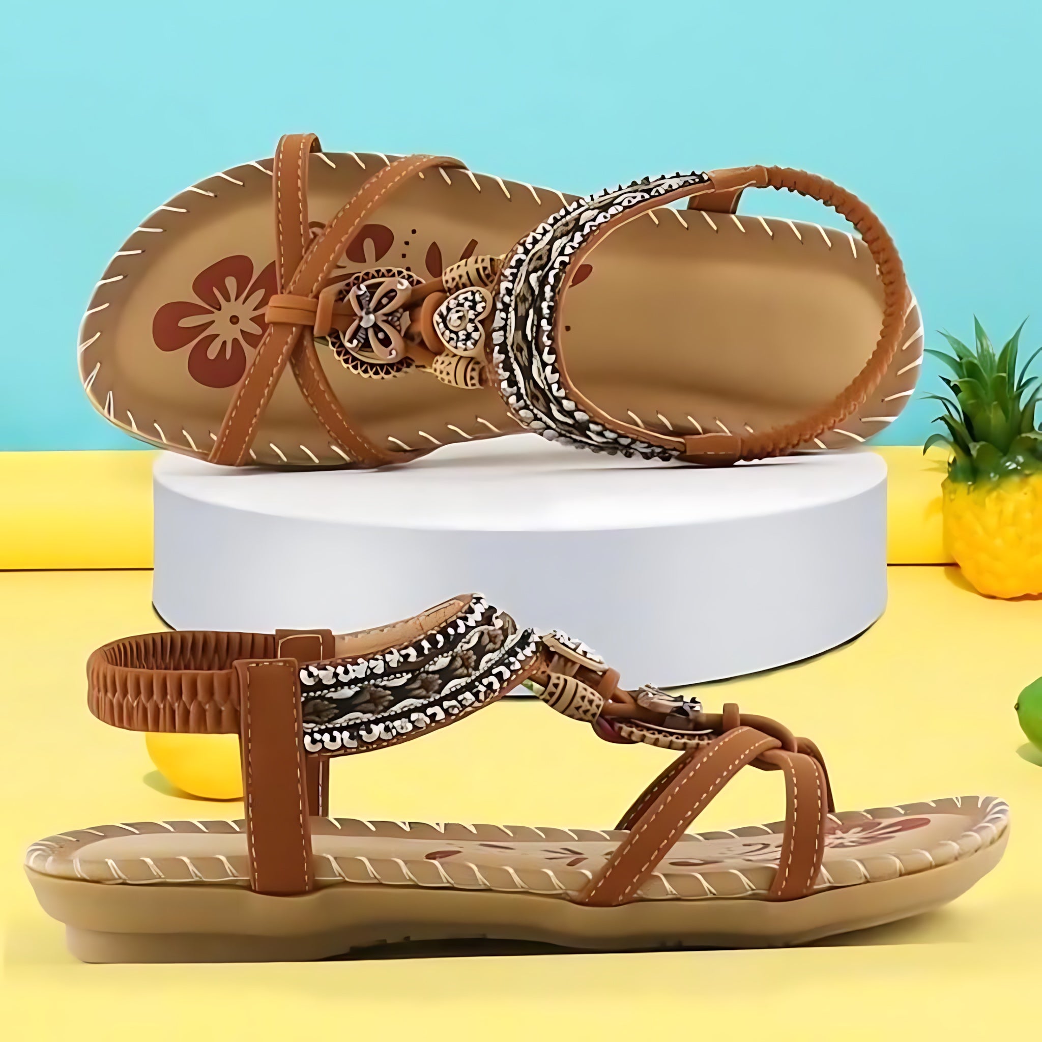 Avery – Beaded Slingback Platform Sandals