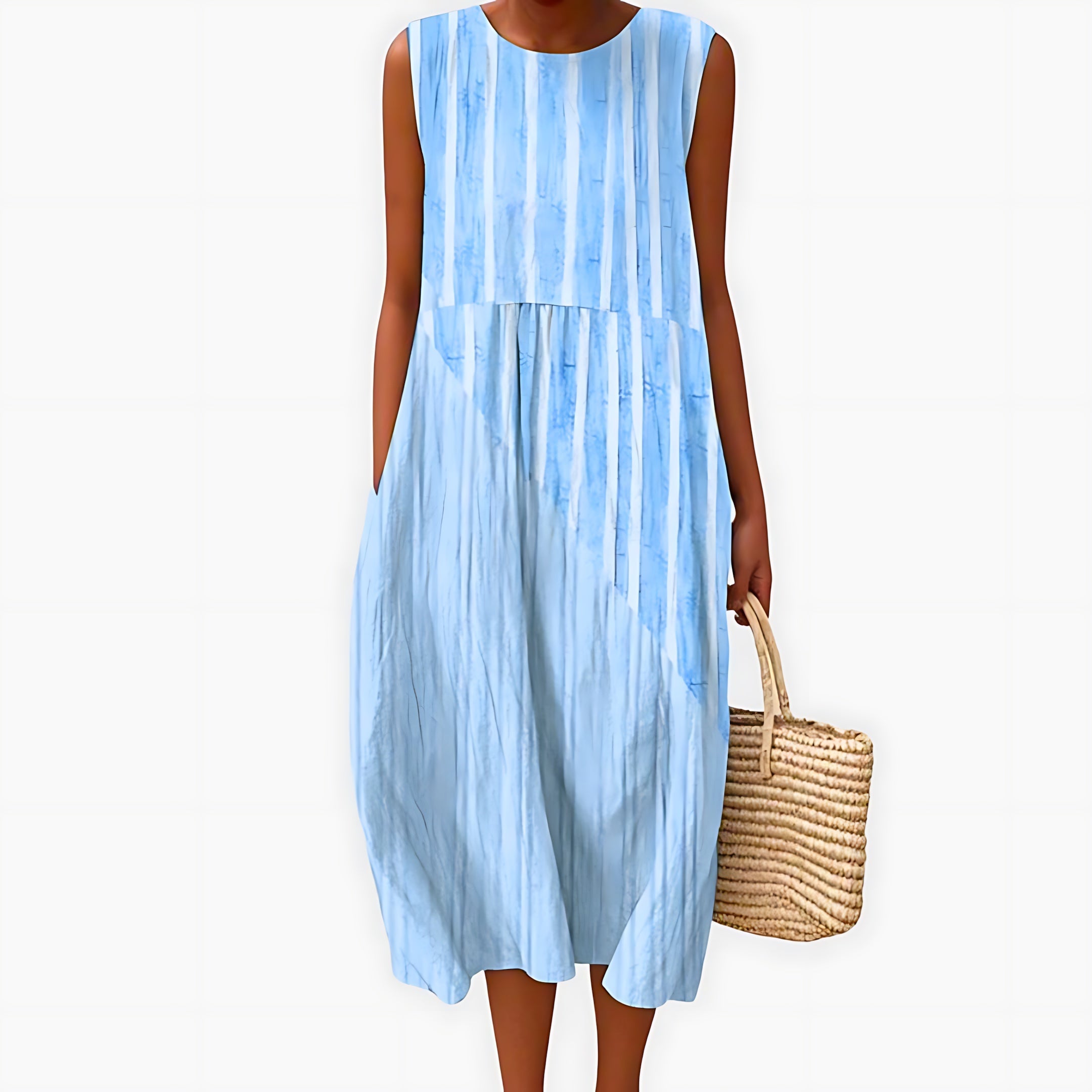 Avery – Striped Flowy Summer Midi Dress