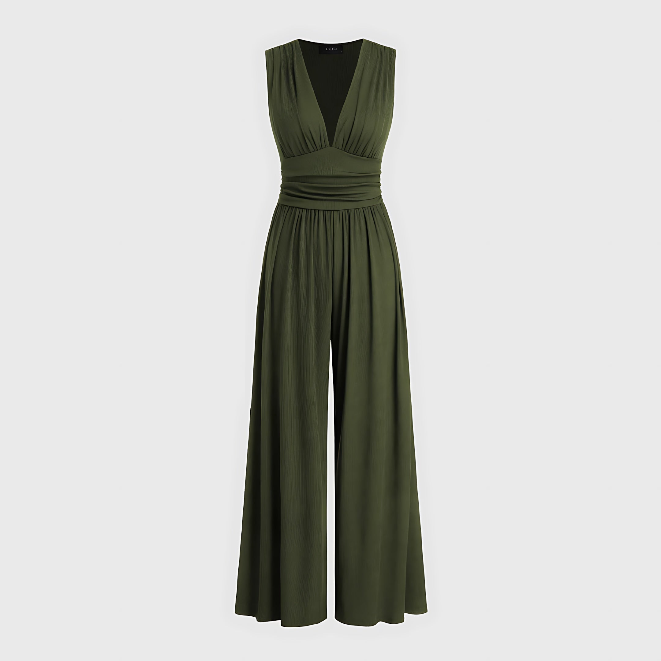Avery – V Neck Pleated Wide Leg Jumpsuit