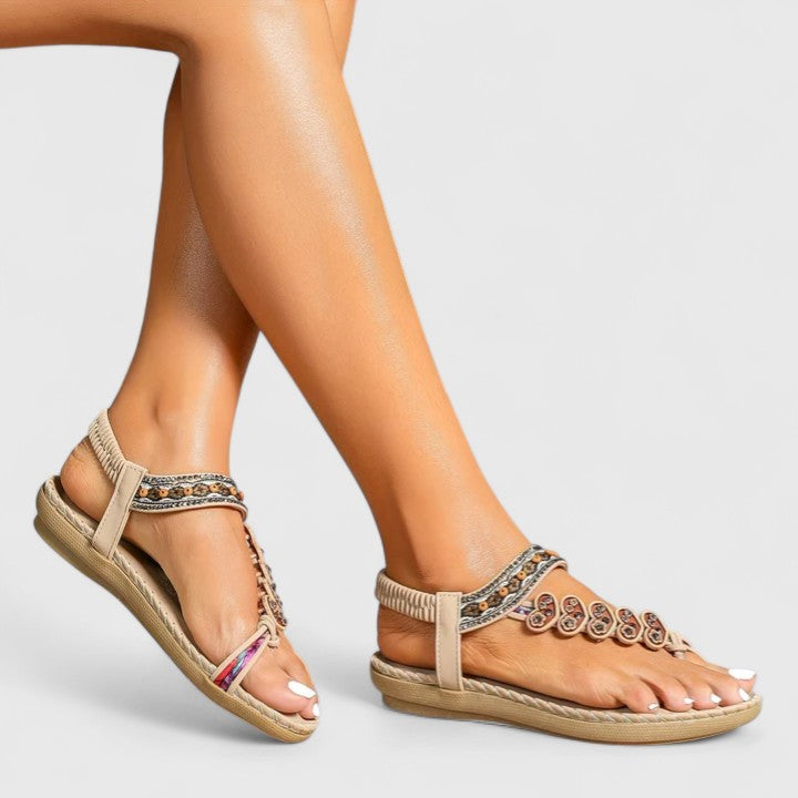 Maggie – Rhinestone Boho Thong Flat Sandals