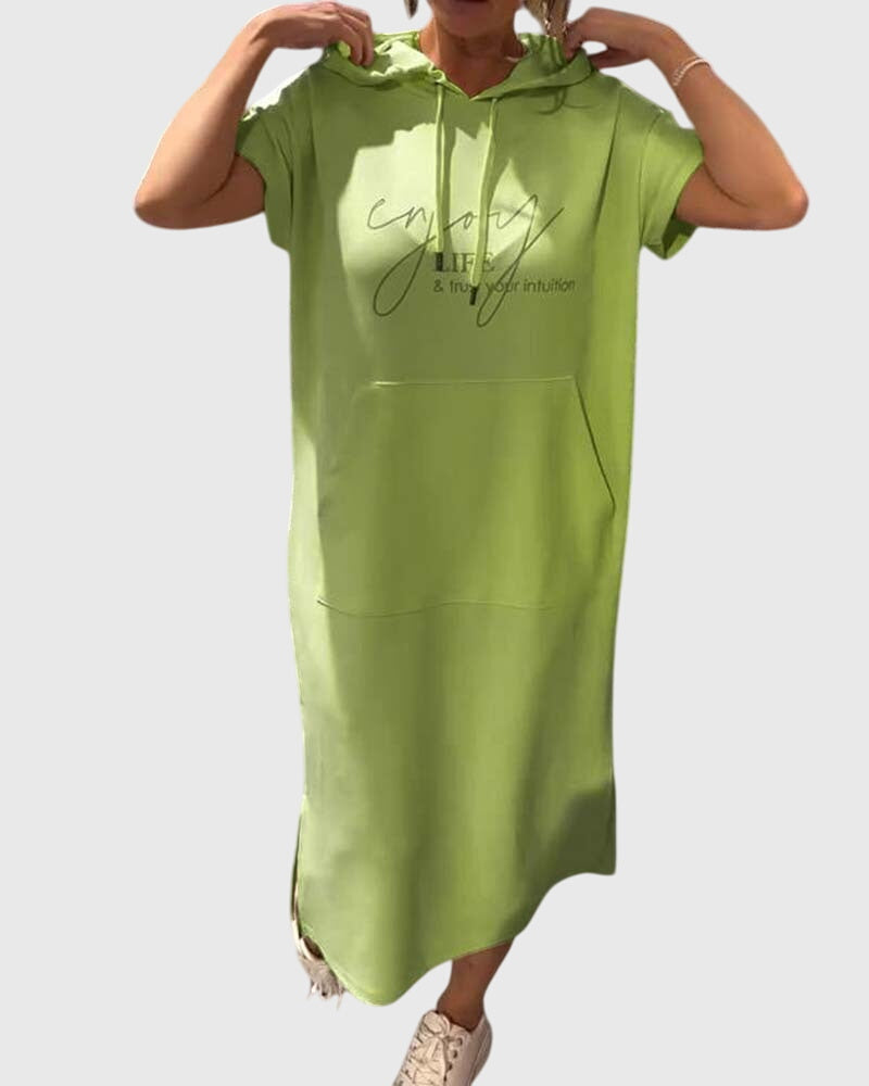 Stella – Short Sleeve Midi Hoodie Dress