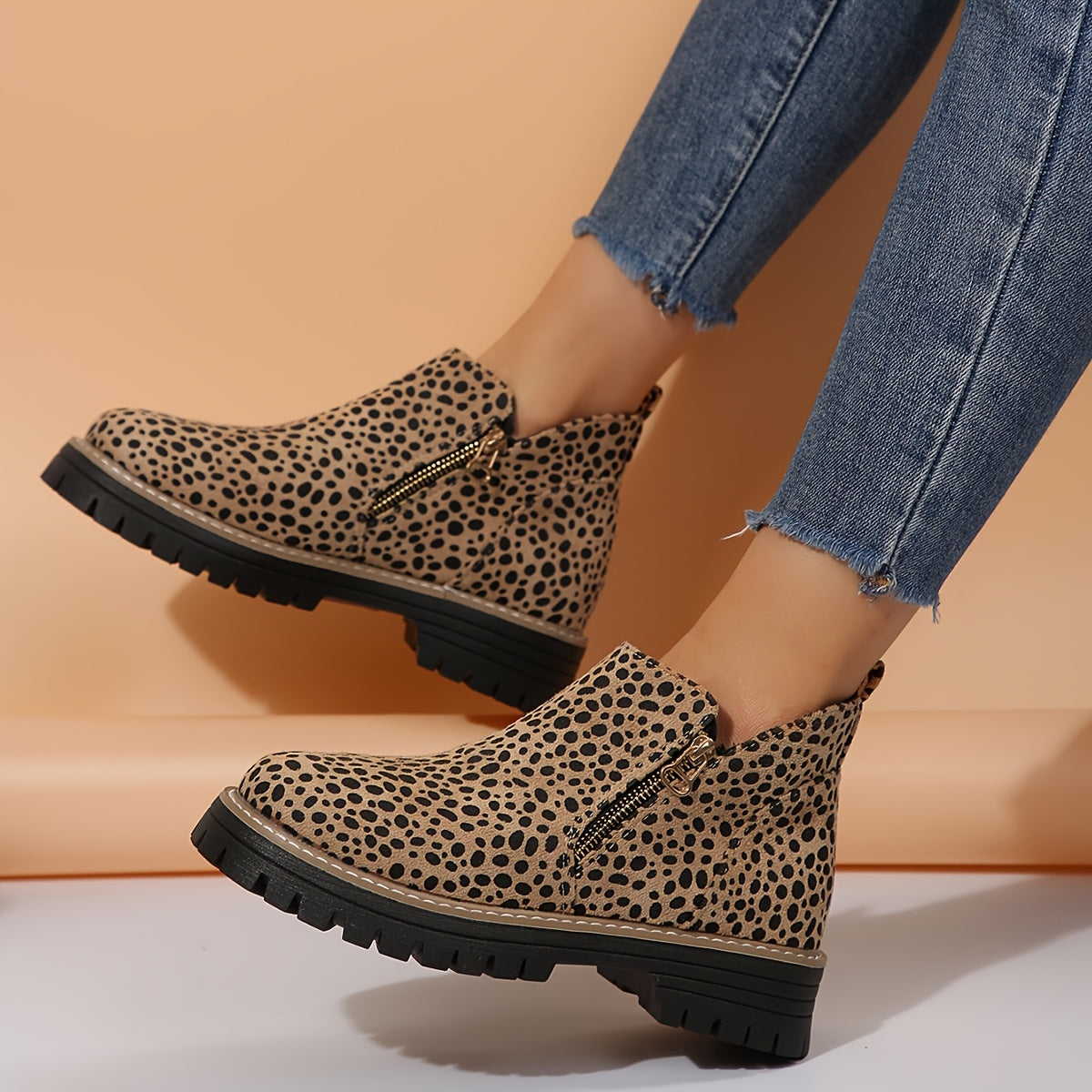 Rebecca – Leopard Print Lace Up Ankle Boots