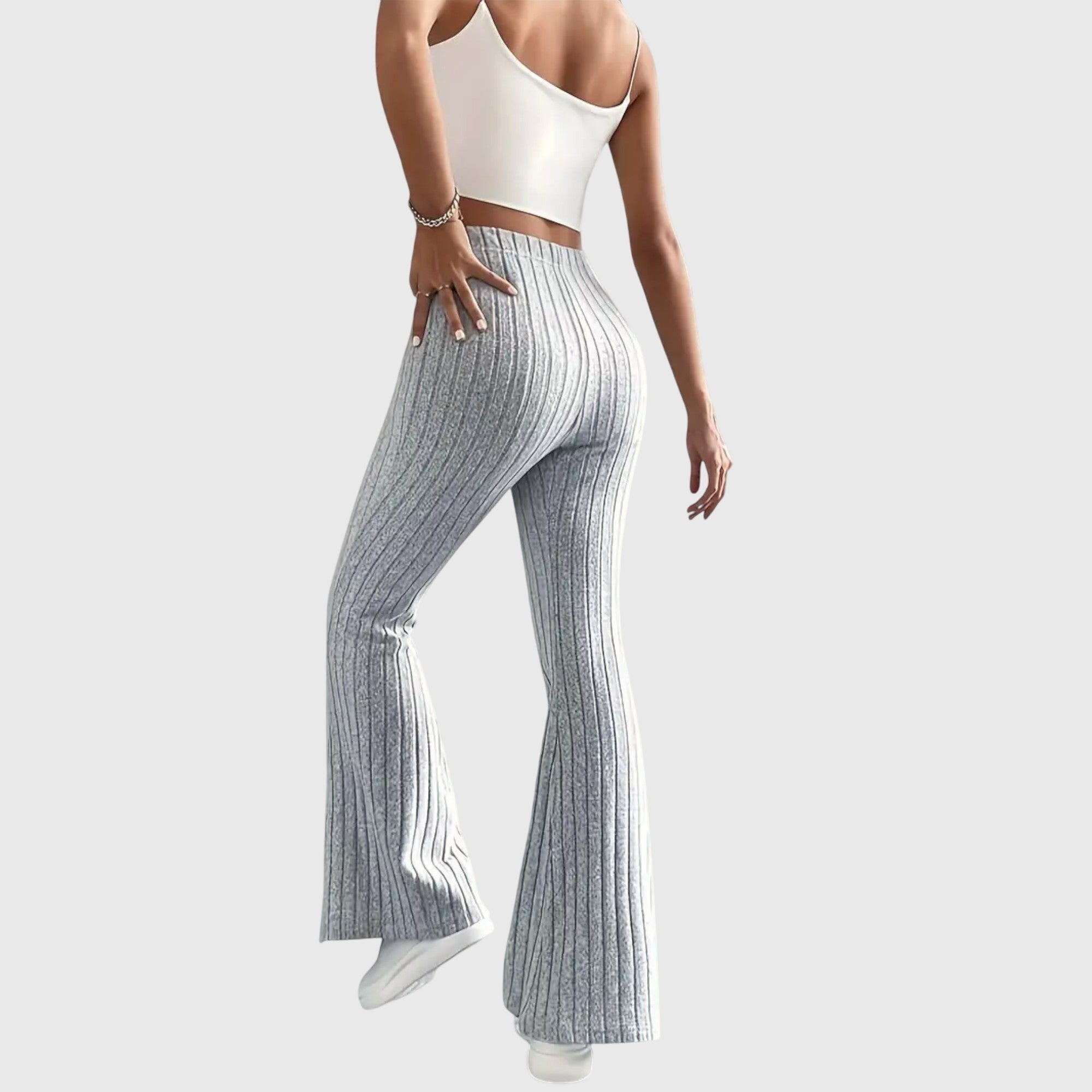 Sloane – Striped Ribbed Flare Pants