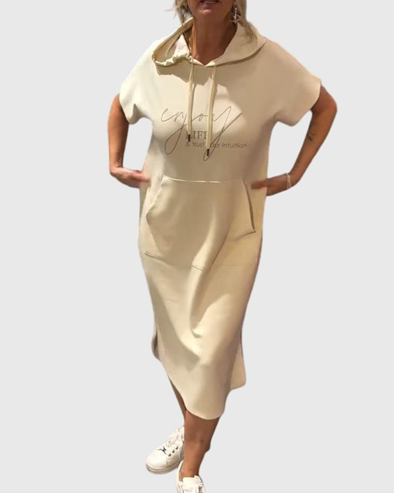 Anouk – Short Sleeve Midi Hoodie Dress