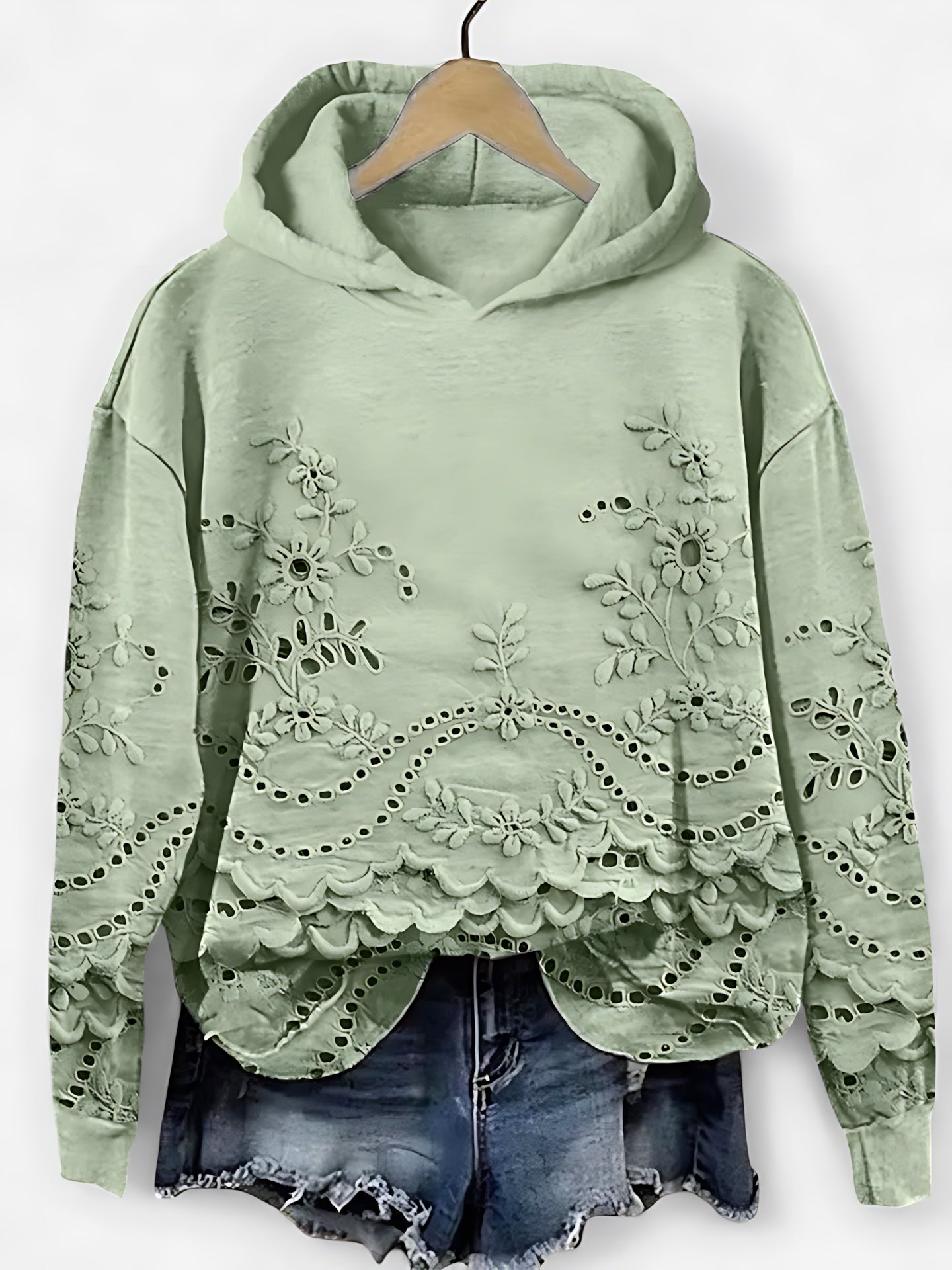 Bailey – Floral Embroidered Eyelet Hoodie