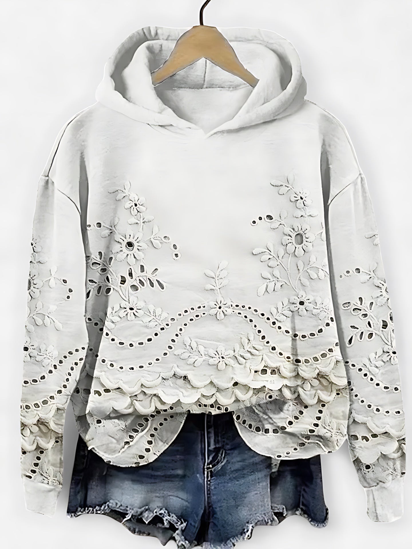 Bailey – Floral Embroidered Eyelet Hoodie