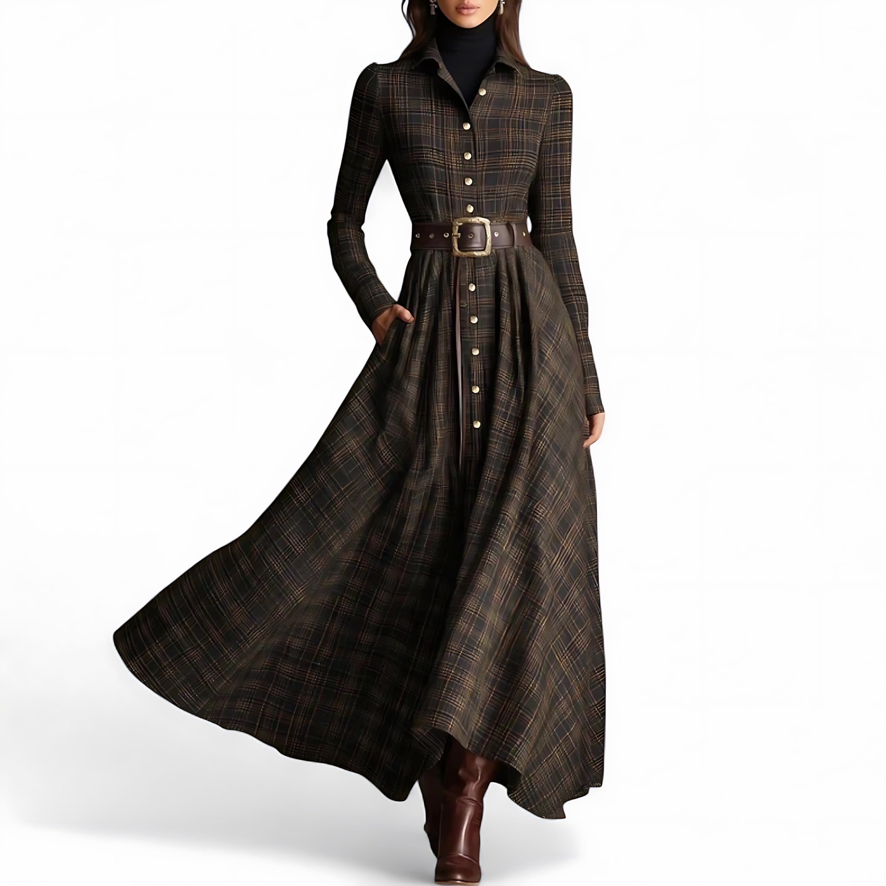 Bailey – Polka Dot High Neck Long Sleeve Maxi Dress