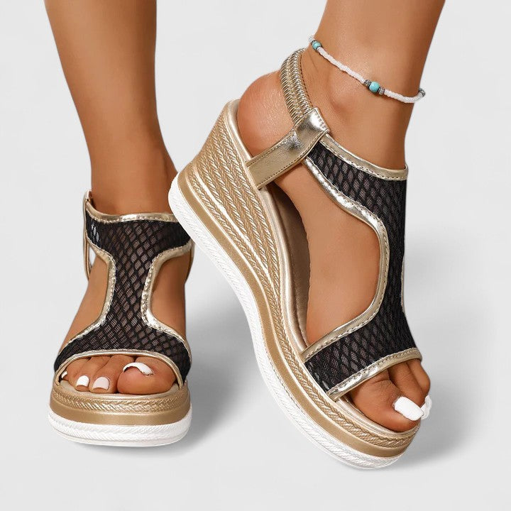 Genesis – Woven Ankle Strap Platform Wedge Sandals