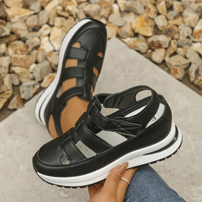 Esther – Closed Toe Cutout Wedge Sandals