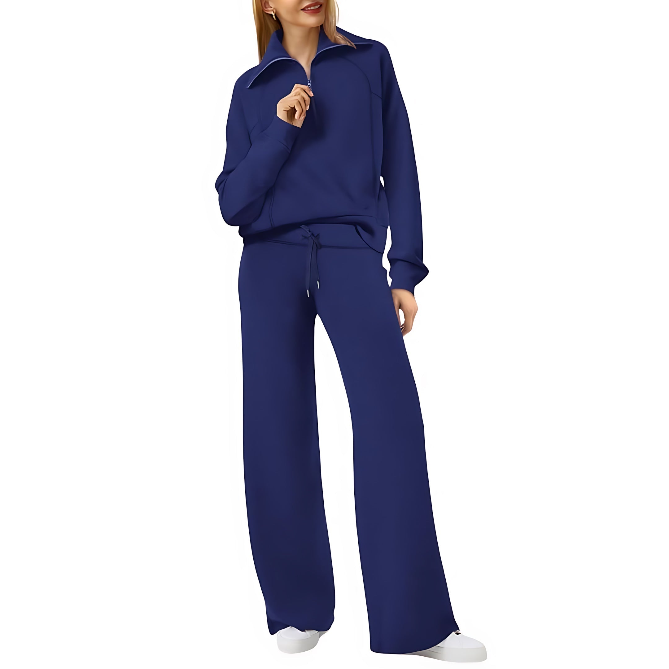 Beatrice – Half Zip Top And Wide Leg Pants Lounge Set