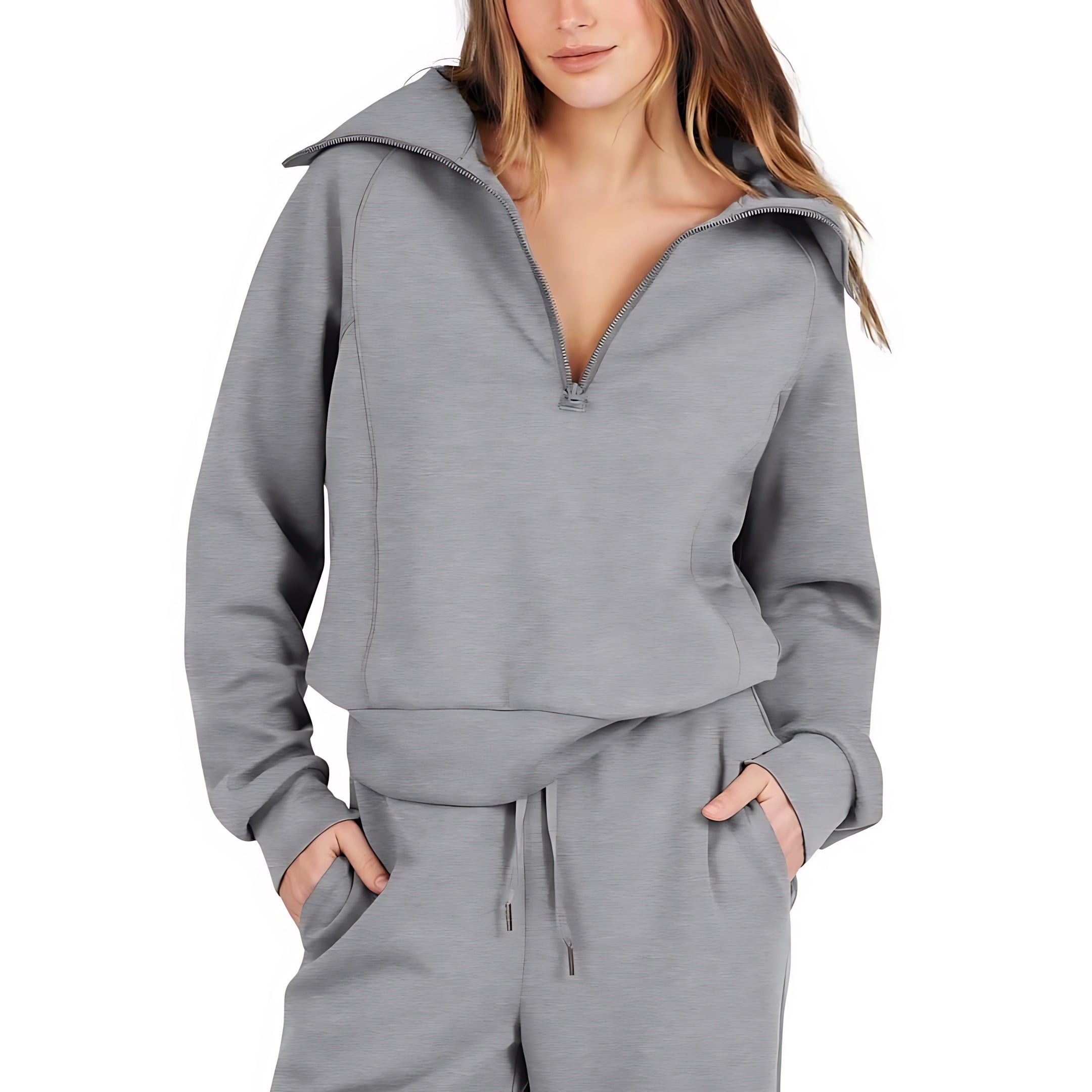 Beatrice – Half Zip Top And Wide Leg Pants Lounge Set