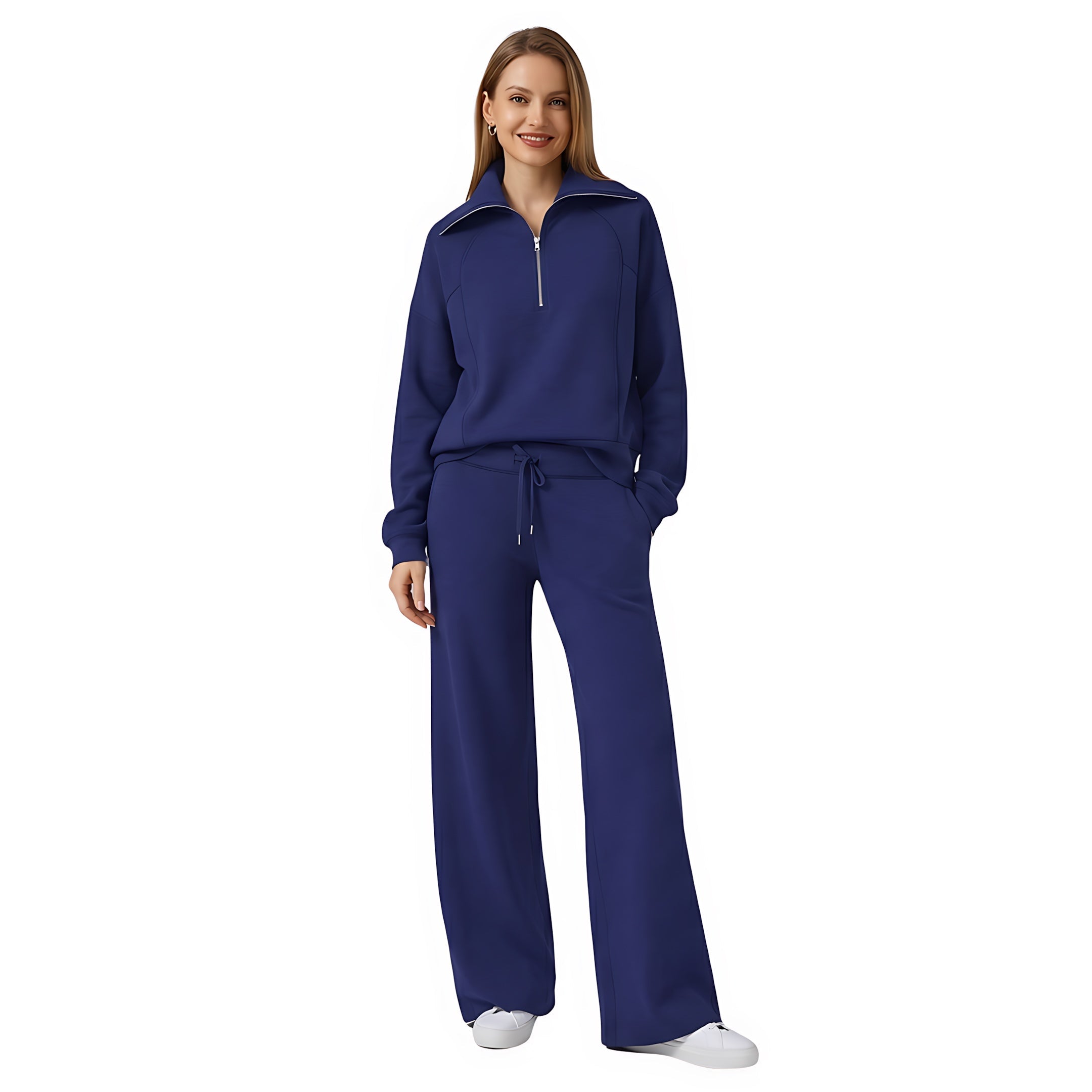 Beatrice – Half Zip Top And Wide Leg Pants Lounge Set