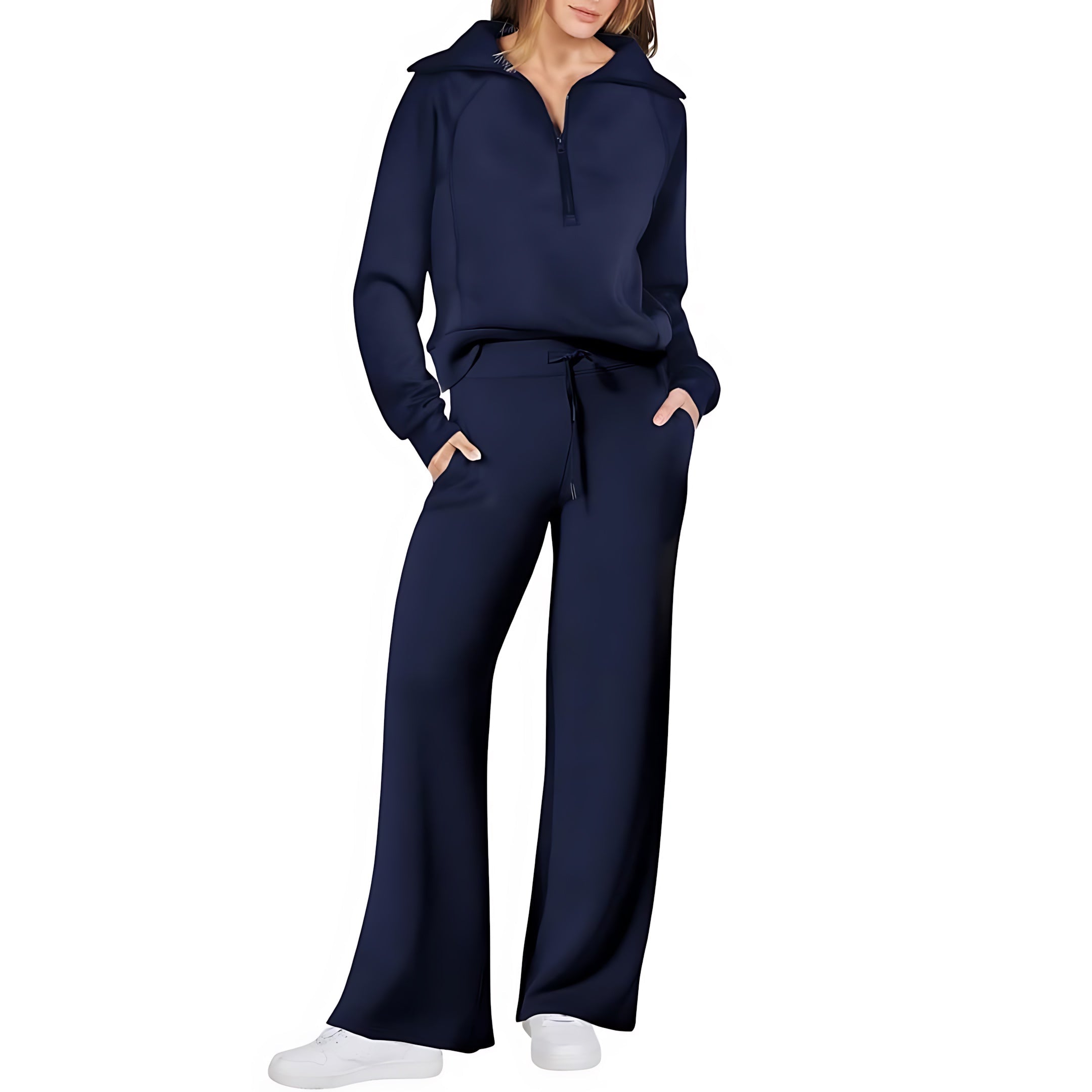 Beatrice – Half Zip Top And Wide Leg Pants Lounge Set