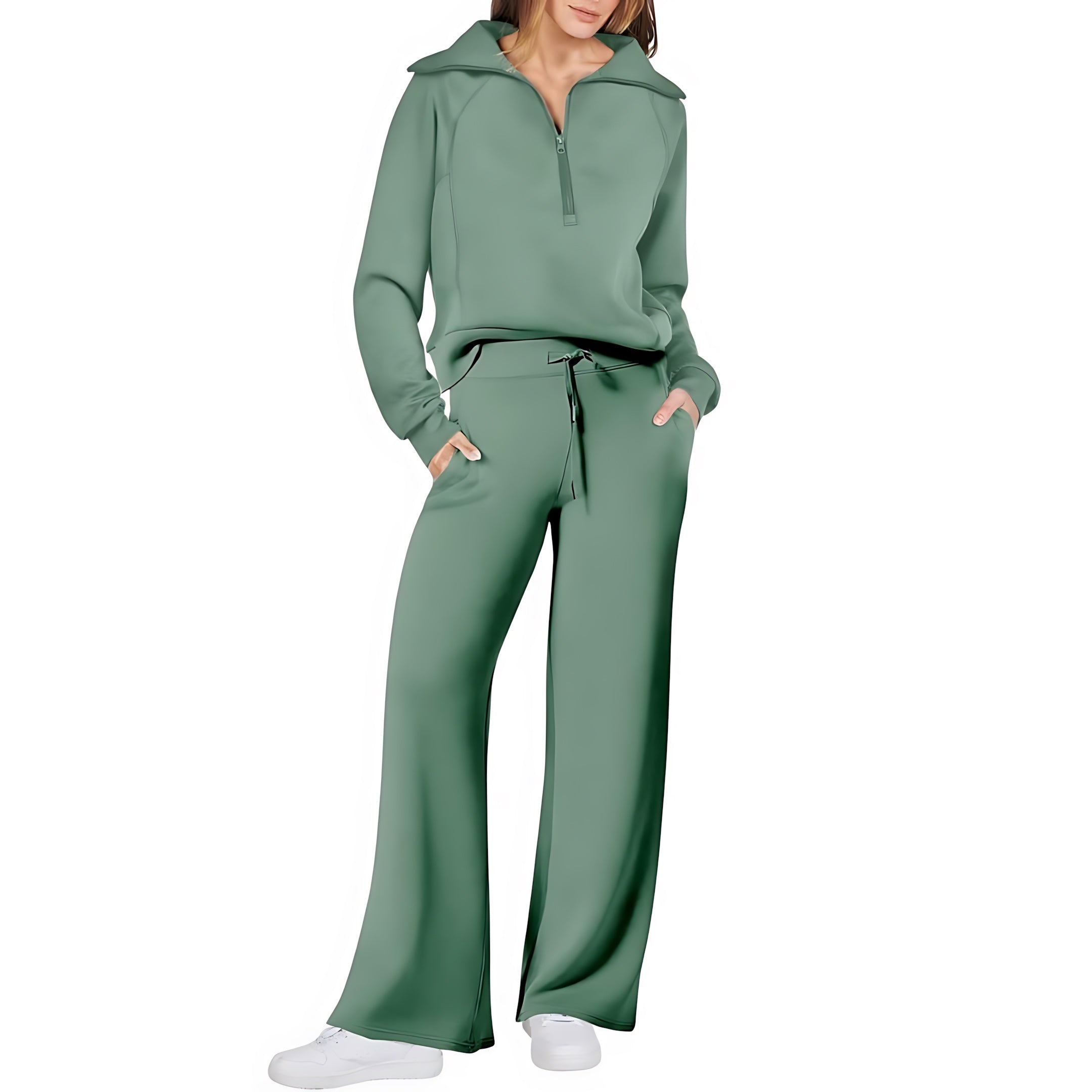 Beatrice – Half Zip Top And Wide Leg Pants Lounge Set