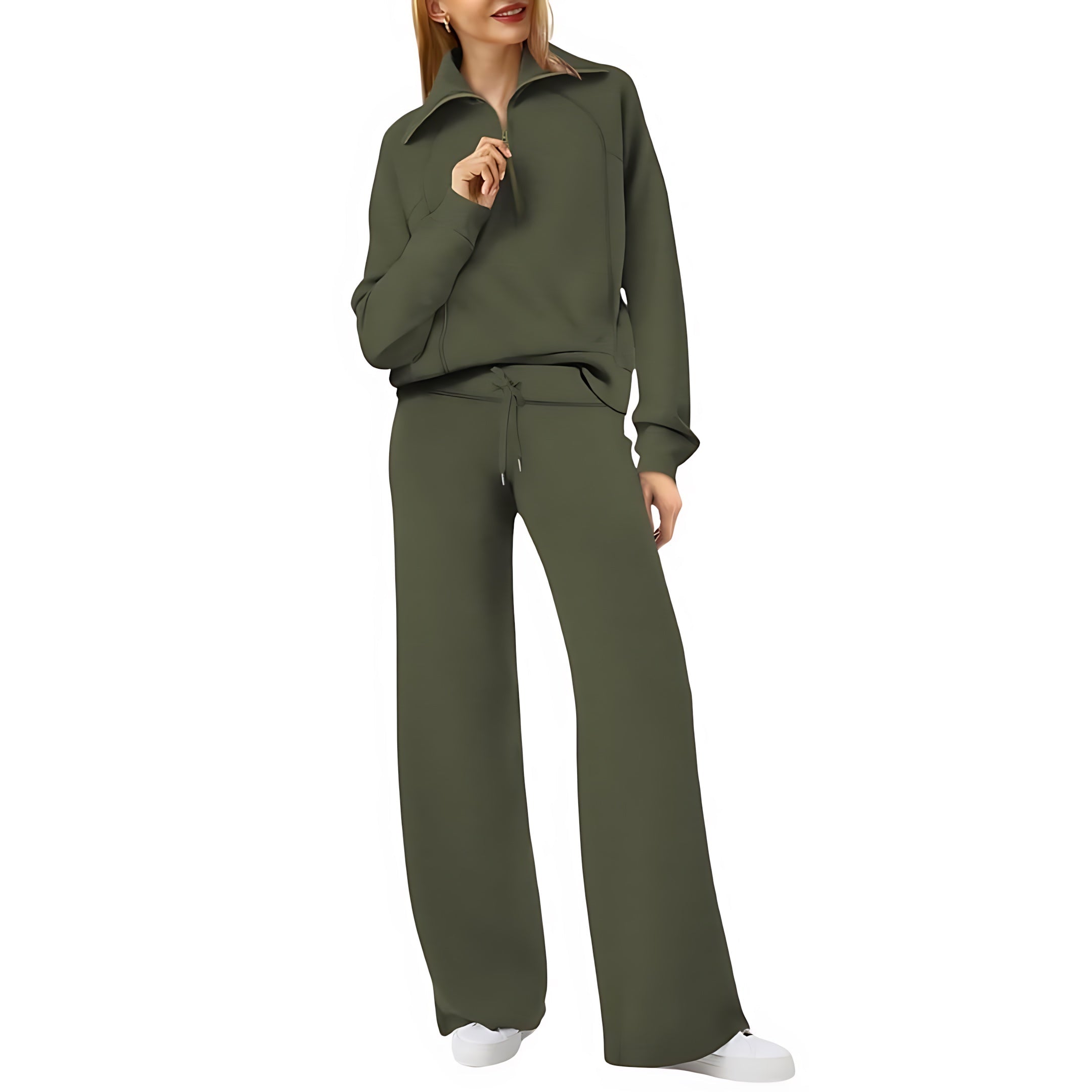 Beatrice – Half Zip Top And Wide Leg Pants Lounge Set