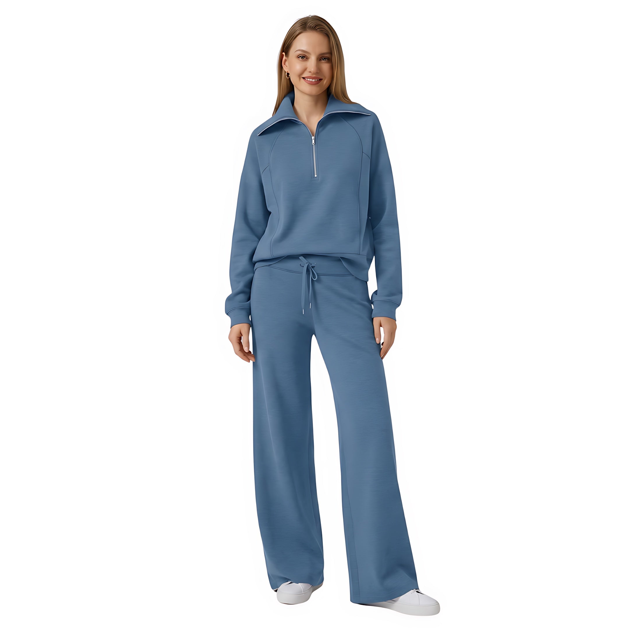 Beatrice – Half Zip Top And Wide Leg Pants Lounge Set