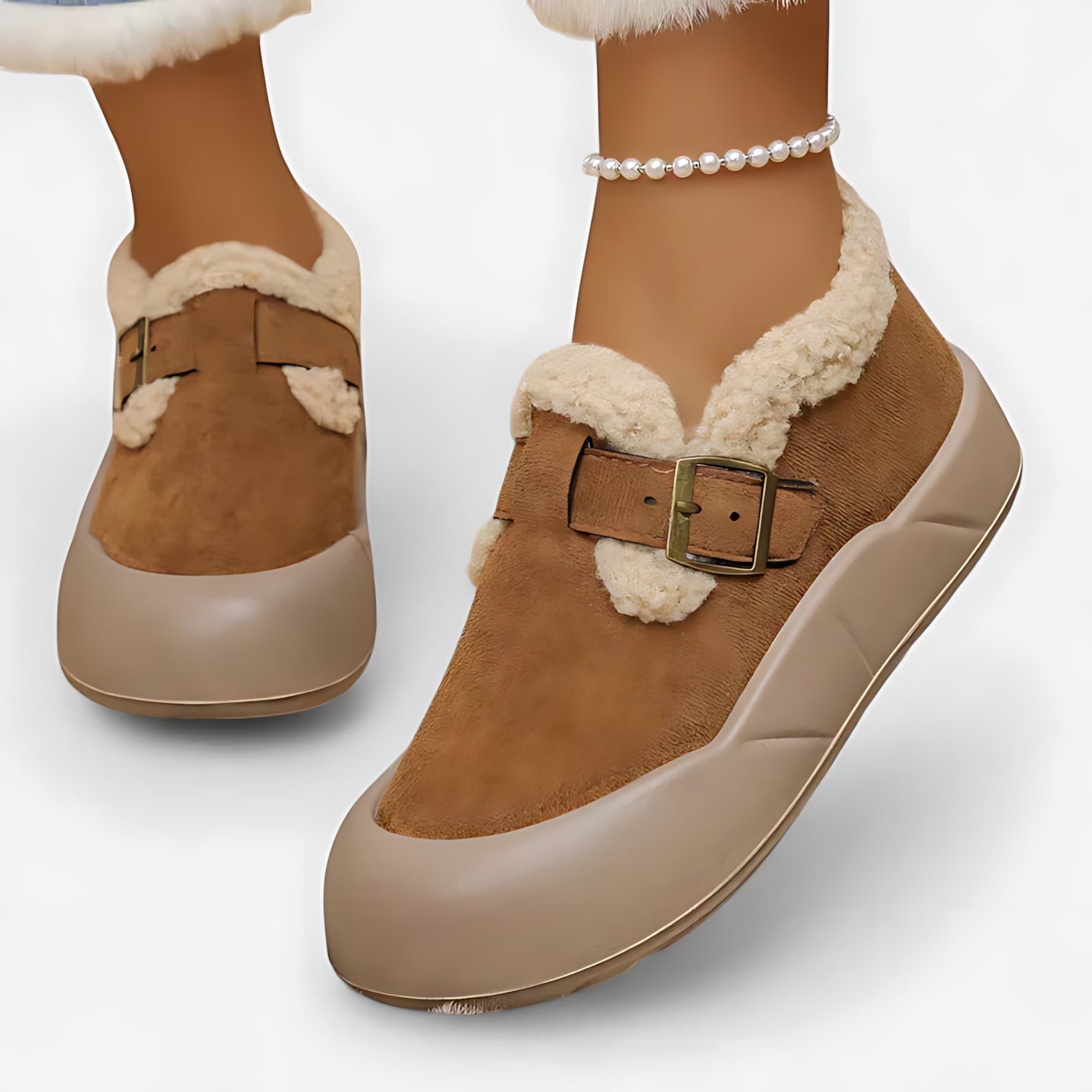 Beatrice – Suede Faux Fur Lined Moccasin Ankle Boots