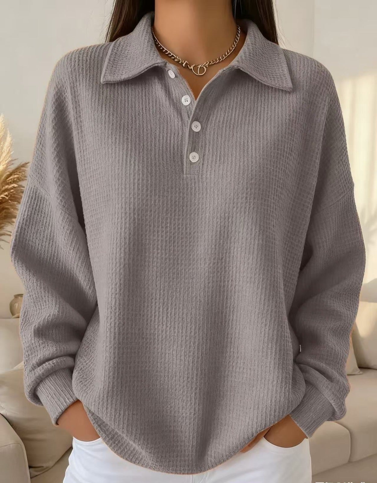 Audrey – Polo Collar Knit Sweater