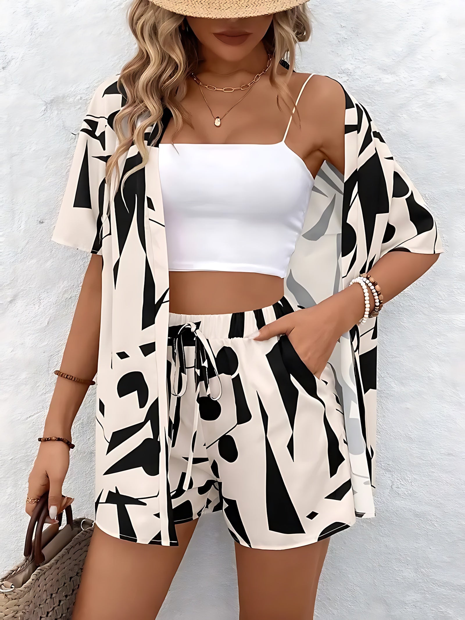 Bella – Floral Kimono Cardigan and Shorts Set