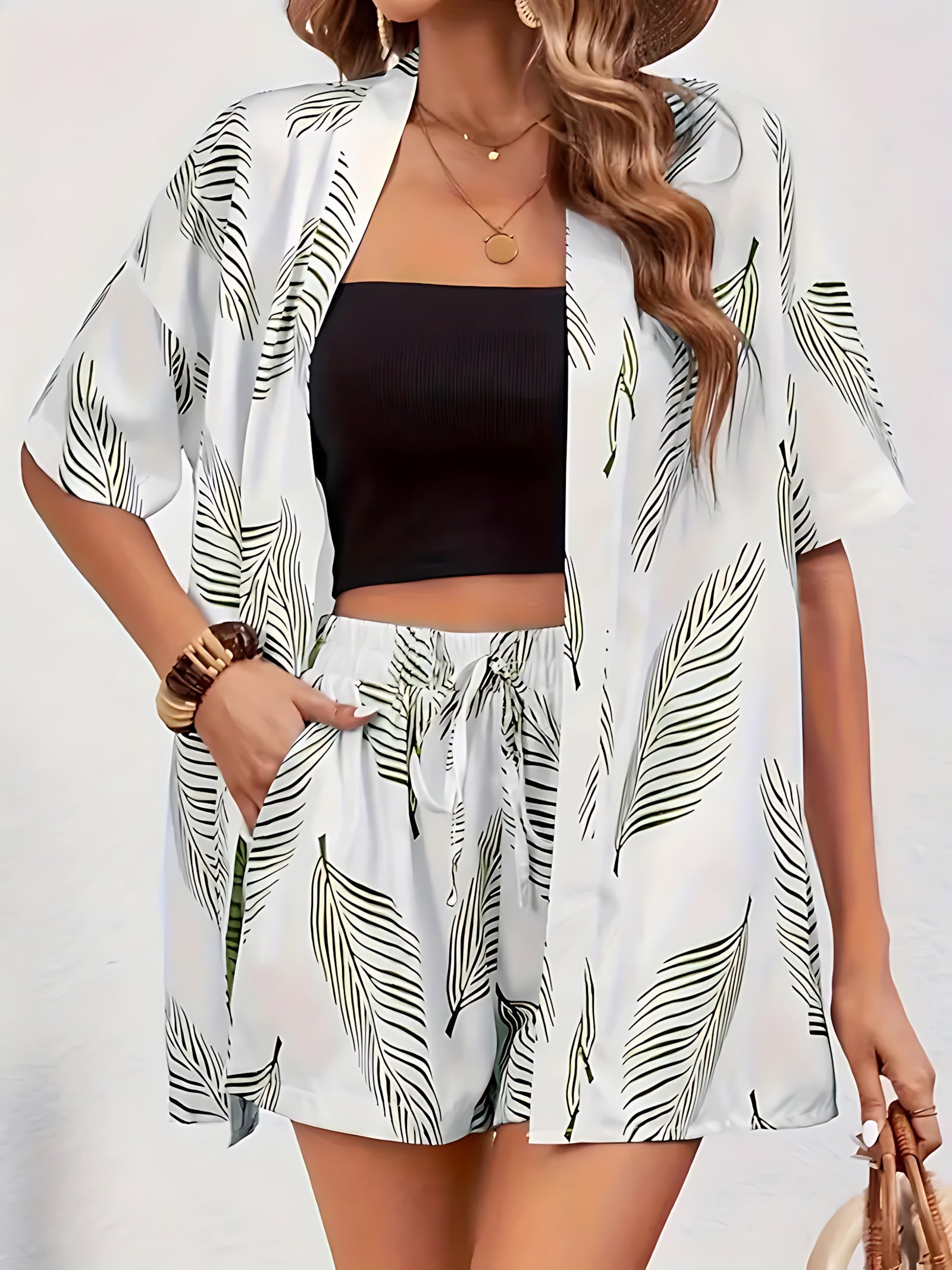 Bella – Floral Kimono Cardigan and Shorts Set