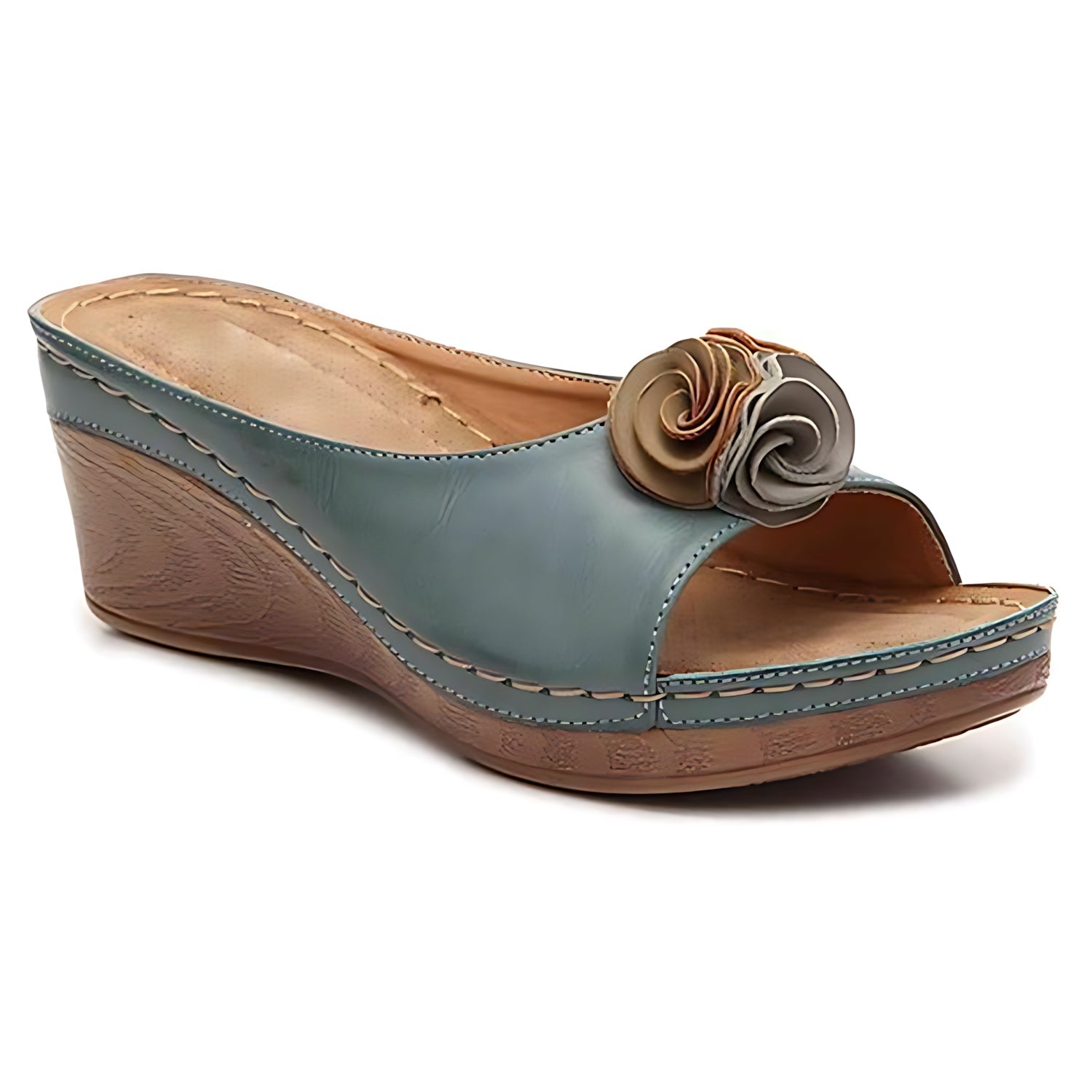 Bella – Floral Wedge Mules