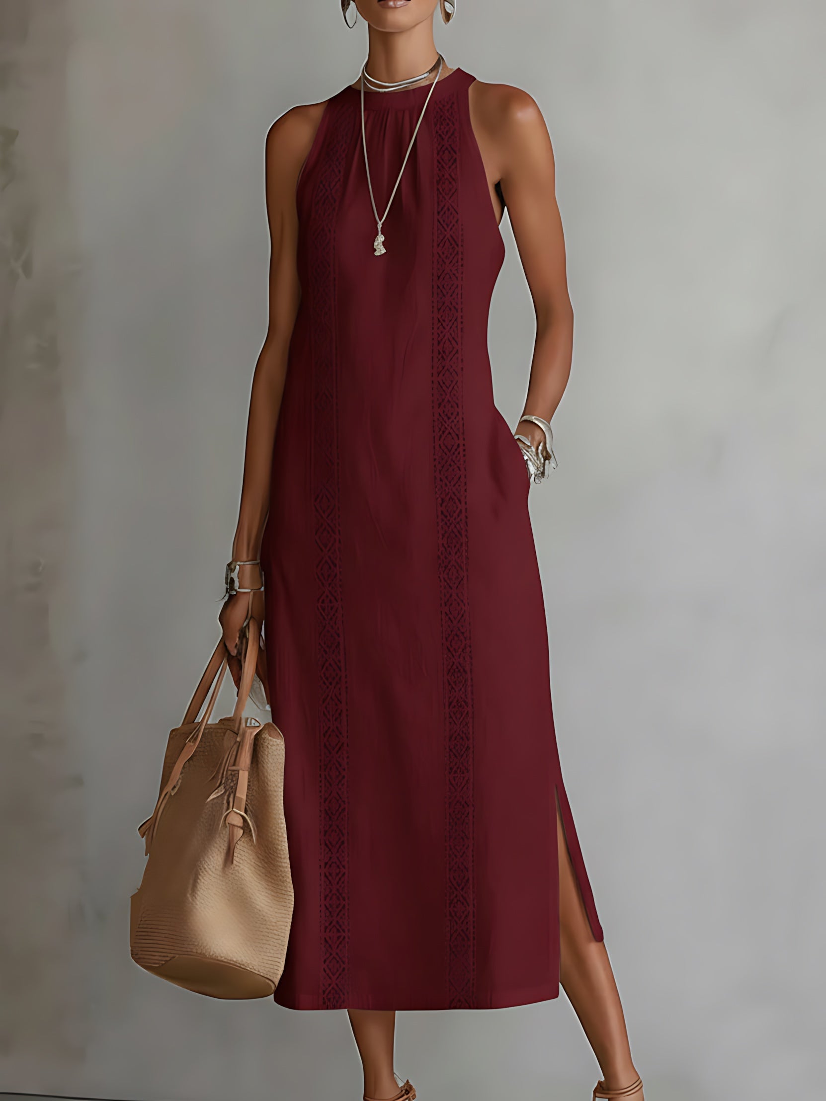 Bella – High Neck Side Slit Maxi Dress