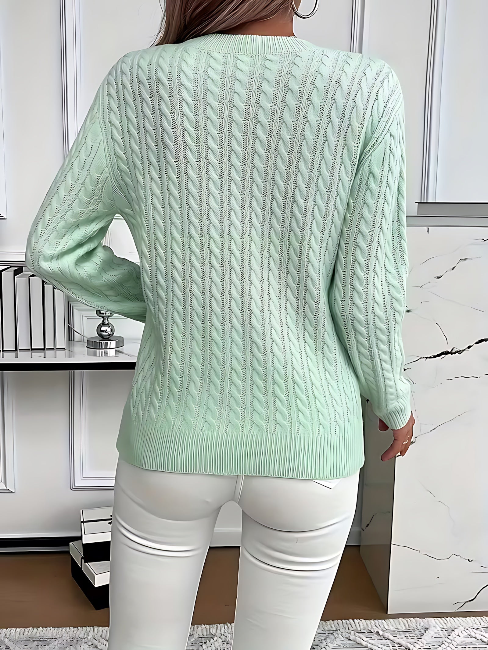 Bella – Open Knit Crew Neck Sweater