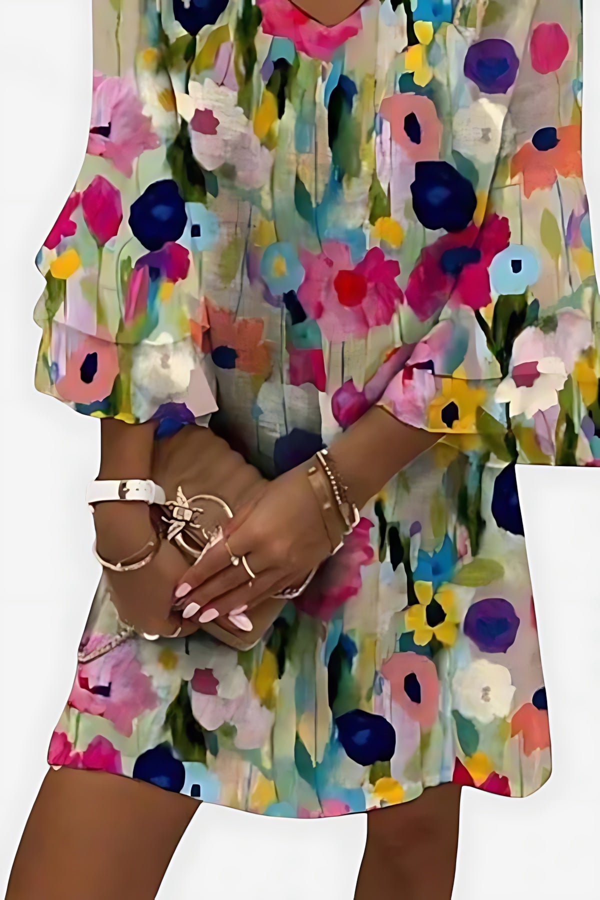 Bethany – Abstract Print Ruffle Sleeve Mini Dress