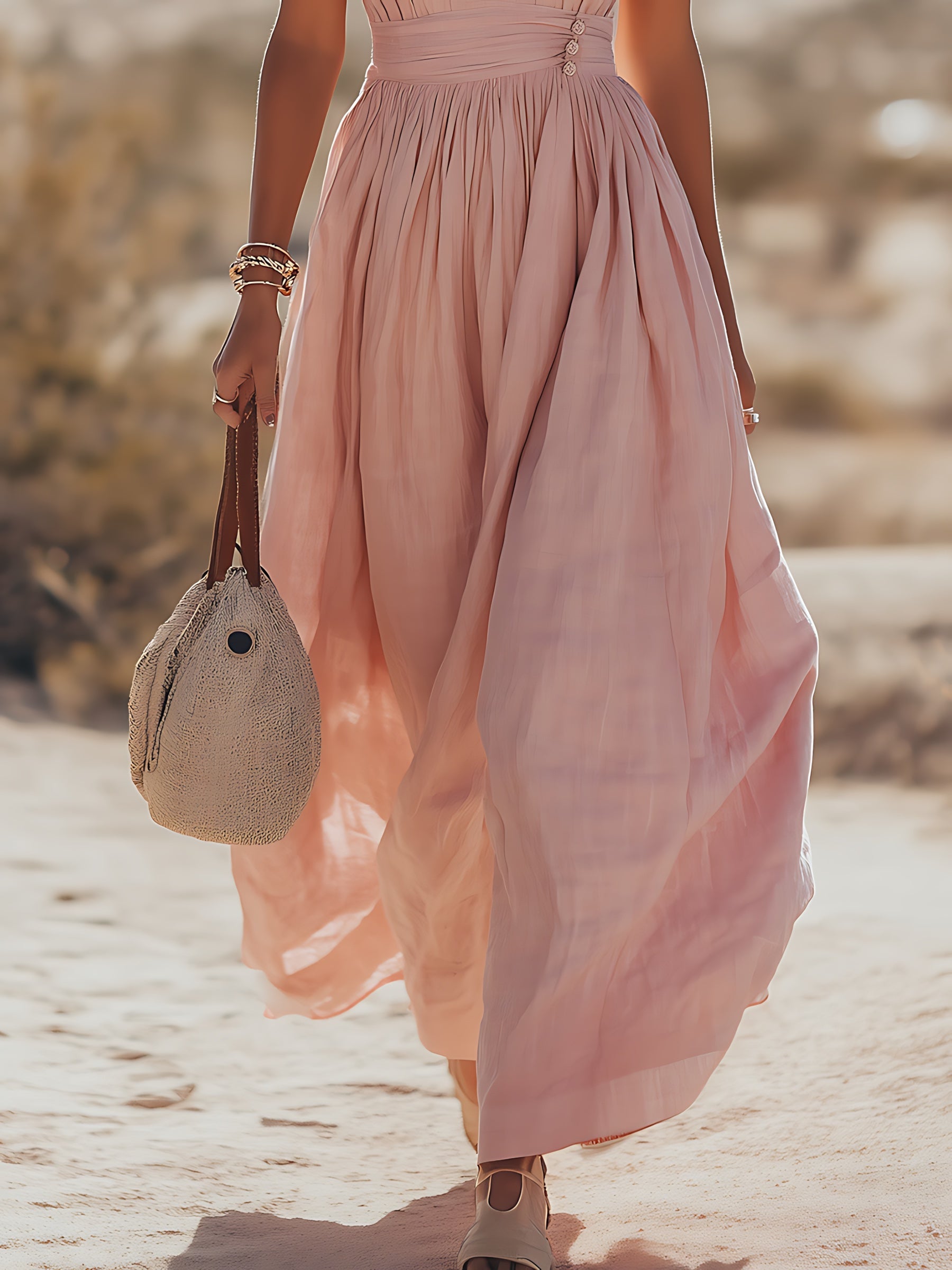 Bethany – Halter Neck Flowy Summer Maxi Dress