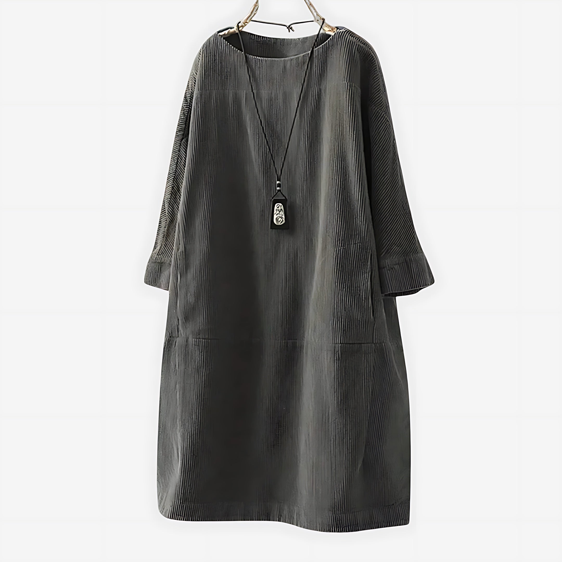 Bethany – Oversized Long Sleeve Shift Midi Dress
