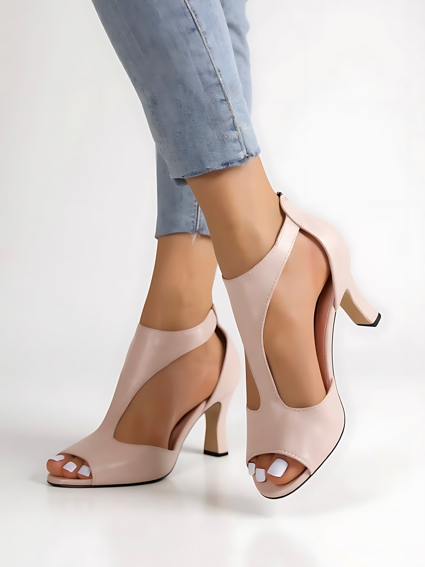 Bethany – Suede Peep Toe Slingback Heels