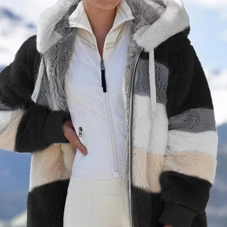 Nadia – Plaid Sherpa Fleece Jacket