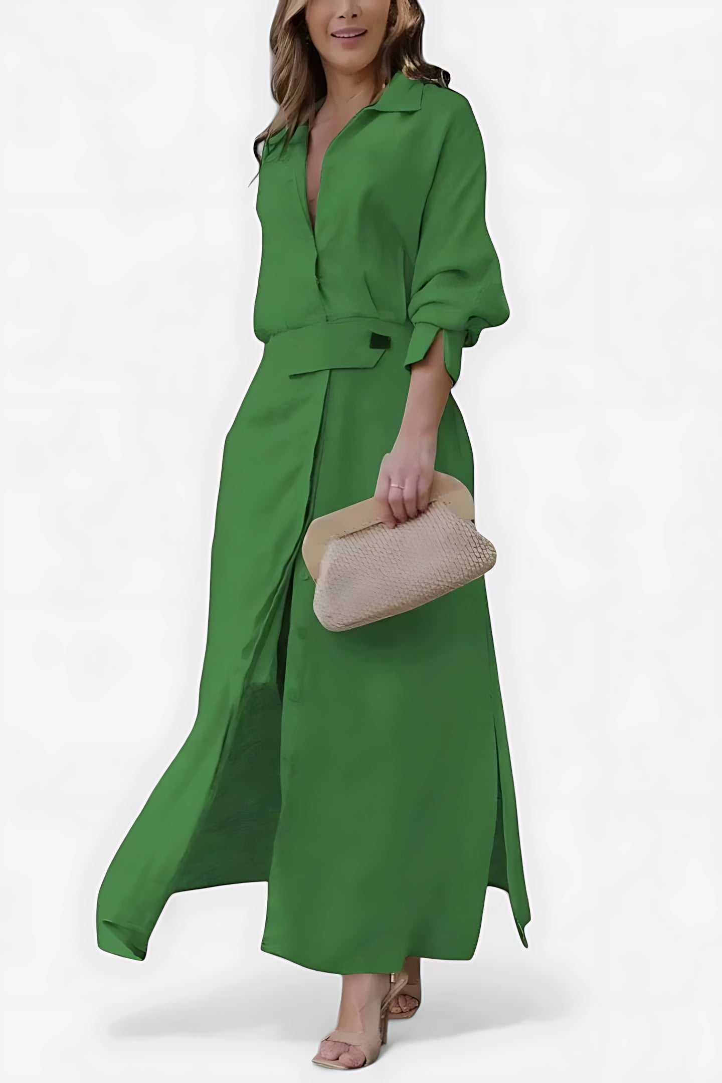 Bianca – Collared Long Sleeve Maxi Shirt Dress