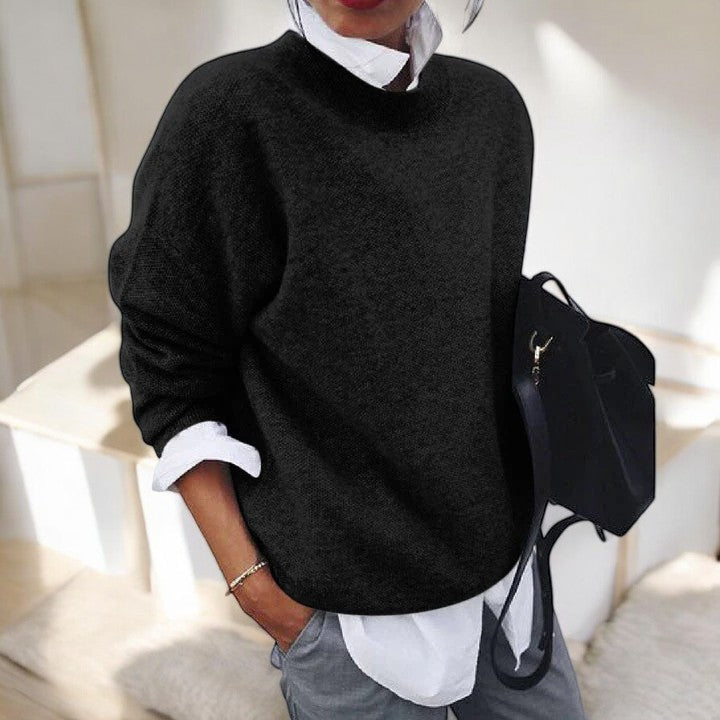 Hazel – Relaxed Crew Neck Knit Sweater
