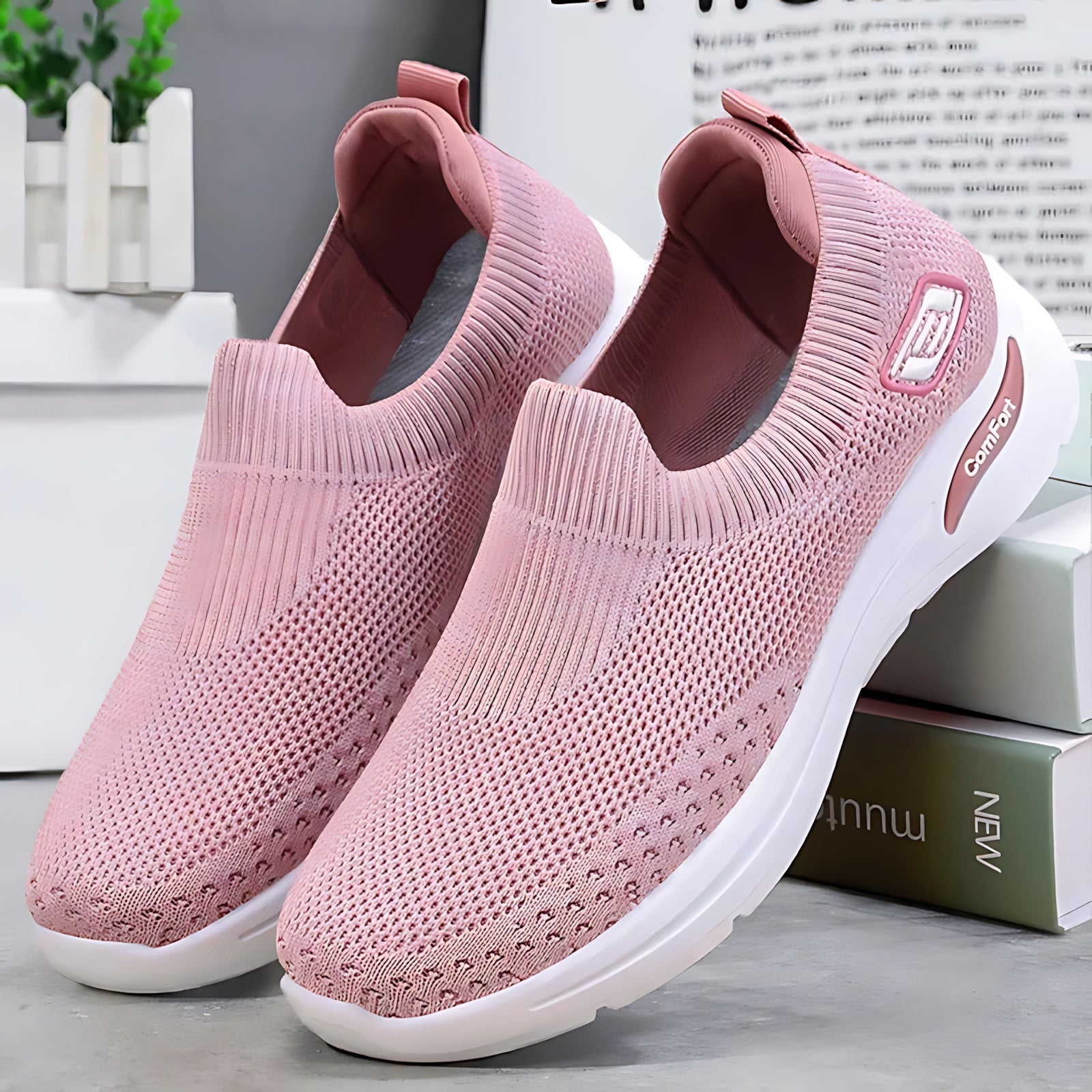 Brianna – Knit Sock Slip On Walking Sneakers