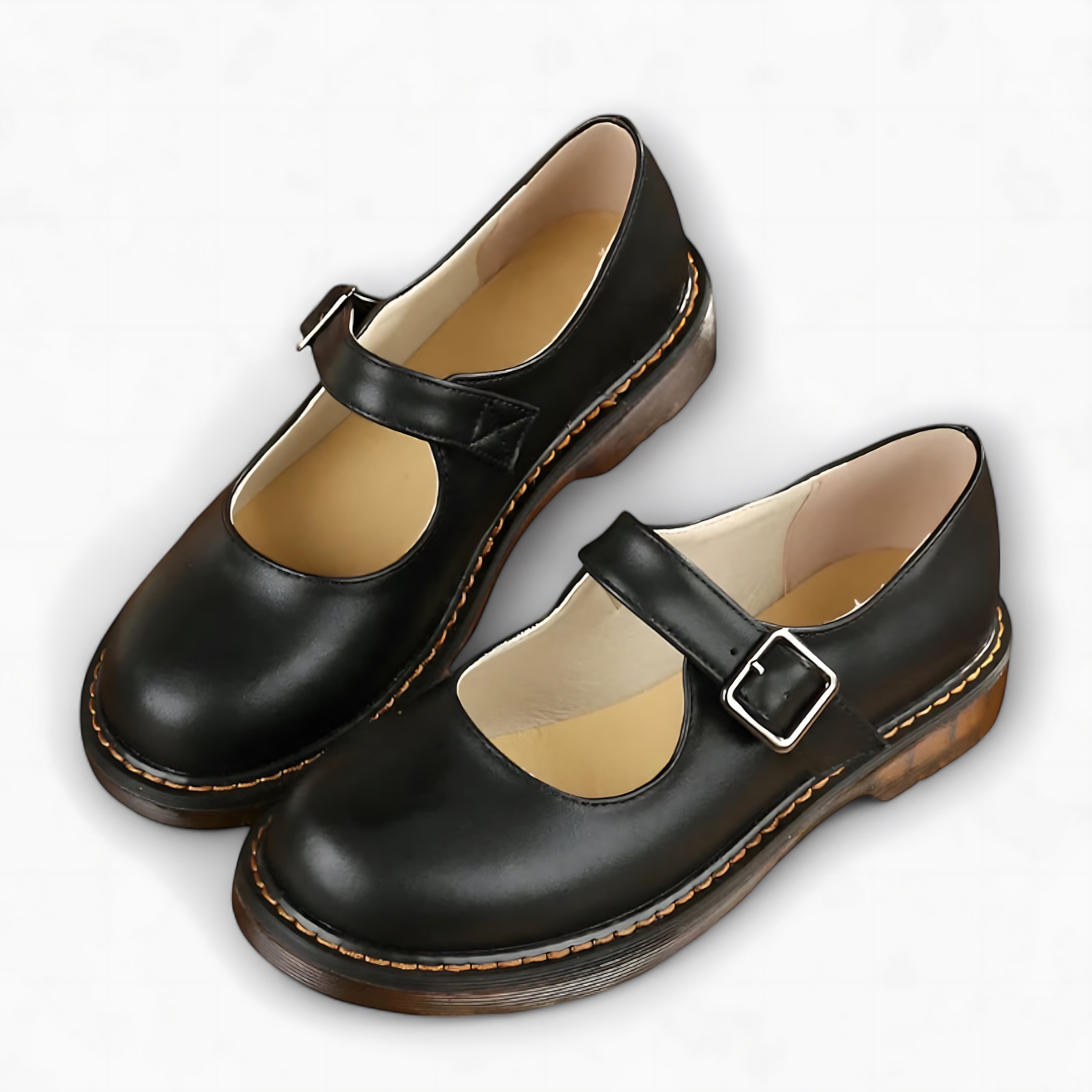 Brianna – Round Toe Leather Mary Jane Flats