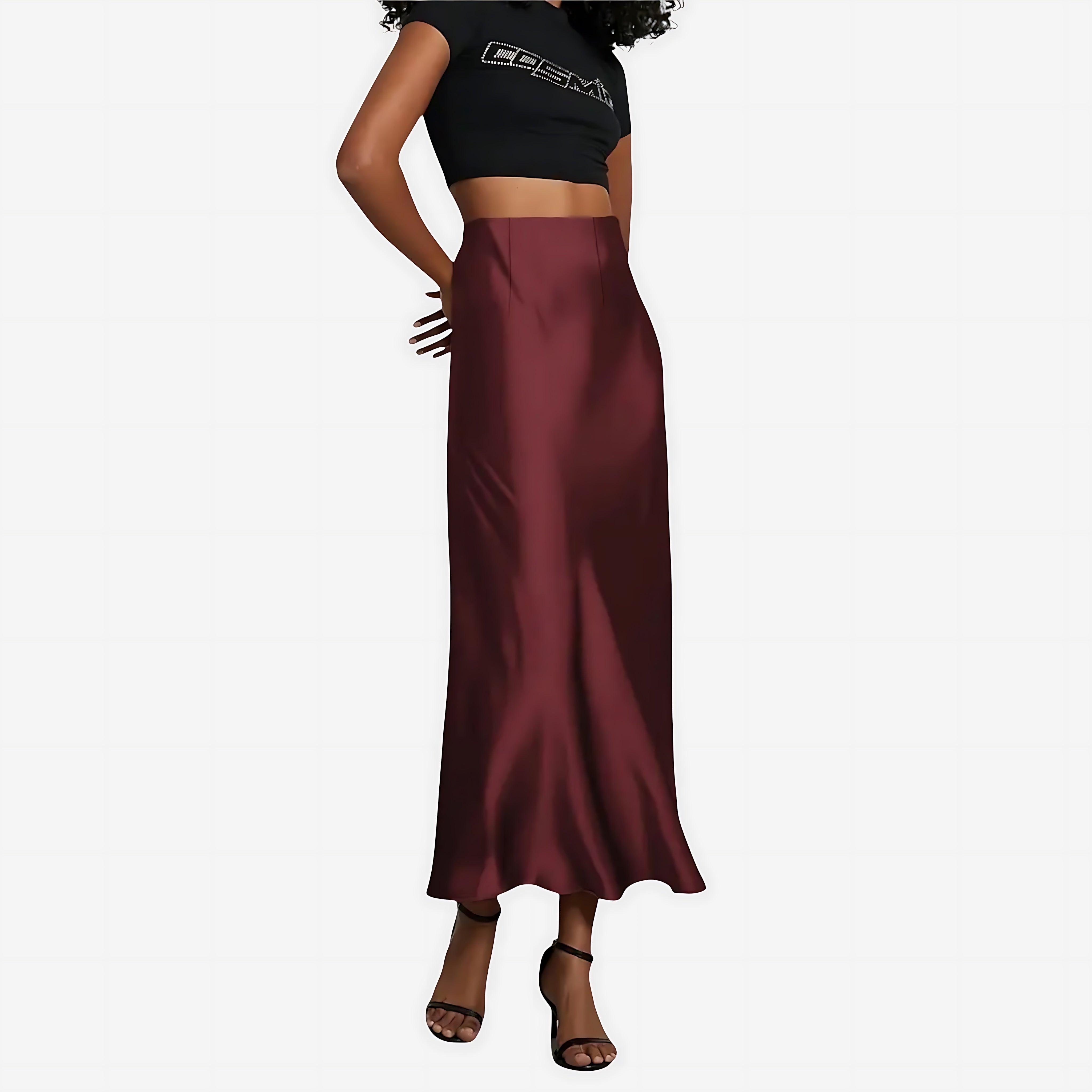 Brianna – Satin Slip Midi Skirt
