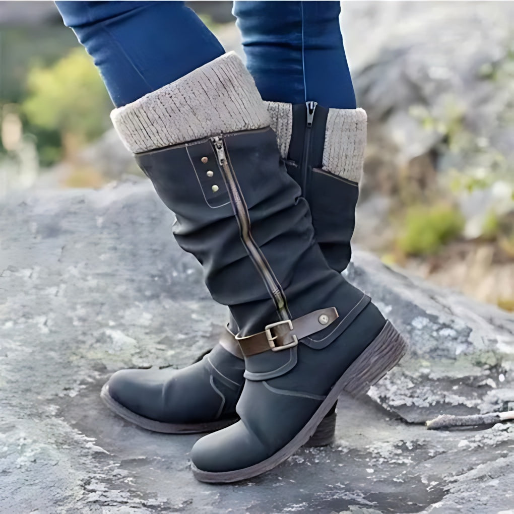 Brooke – Suede Flat Mid Calf Winter Boots