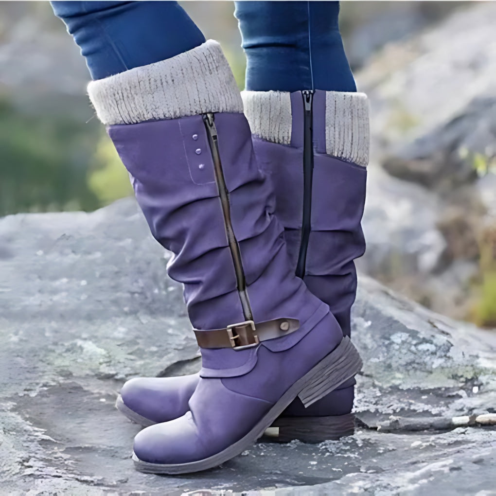Brooke – Suede Flat Mid Calf Winter Boots