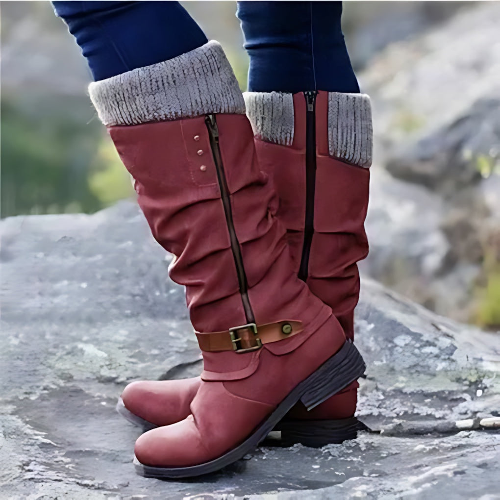 Brooke – Suede Flat Mid Calf Winter Boots