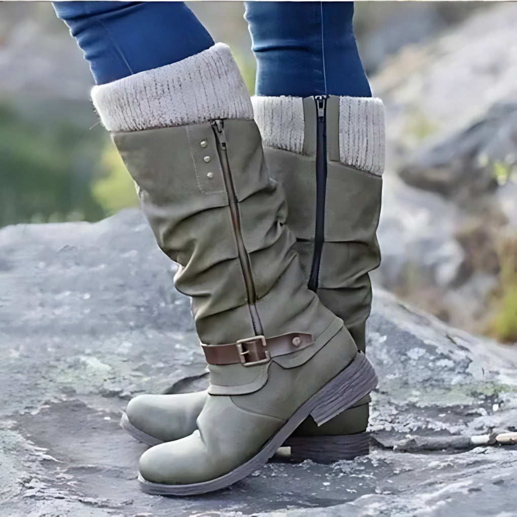 Brooke – Suede Flat Mid Calf Winter Boots