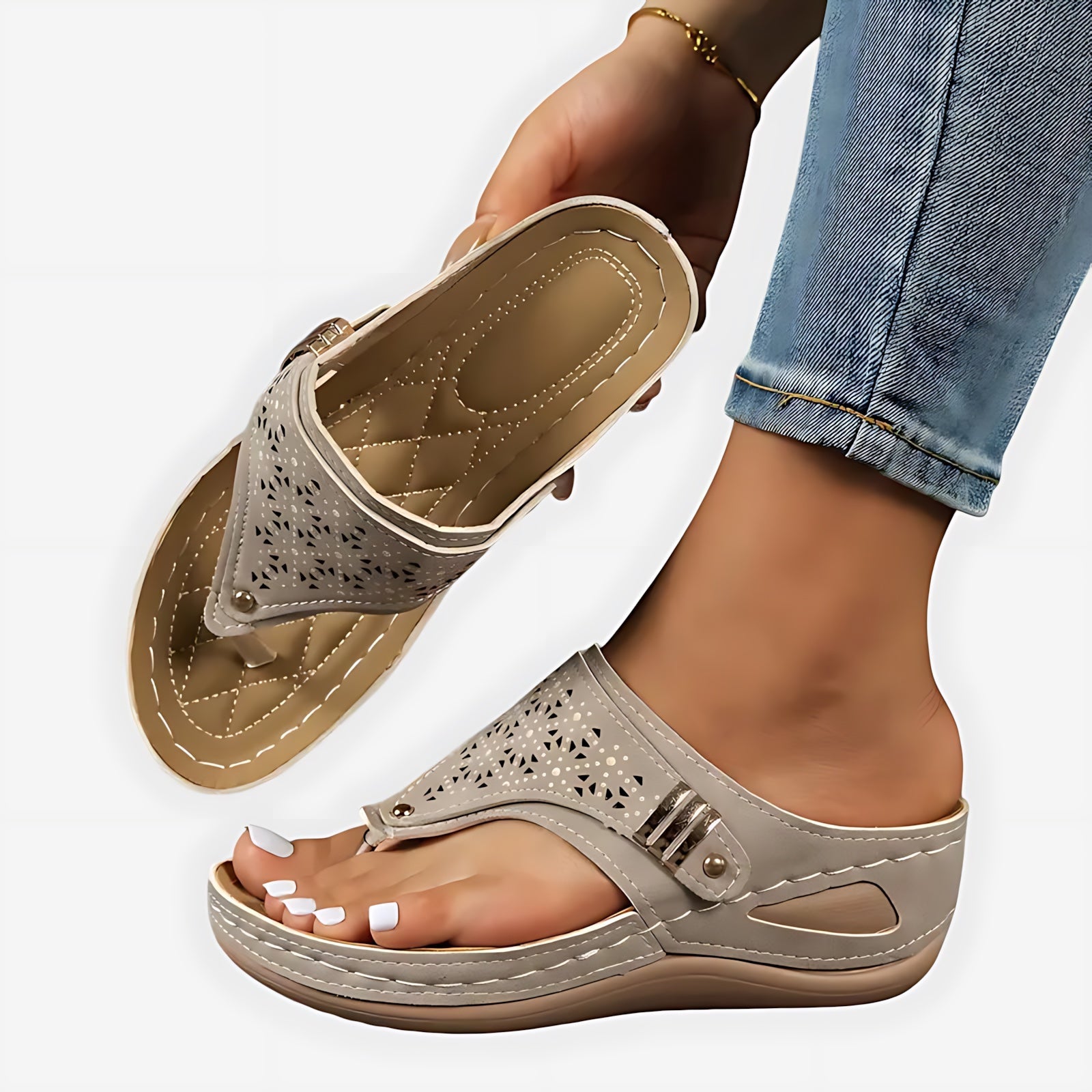 Brooke – Suede Wedge Slide Sandals