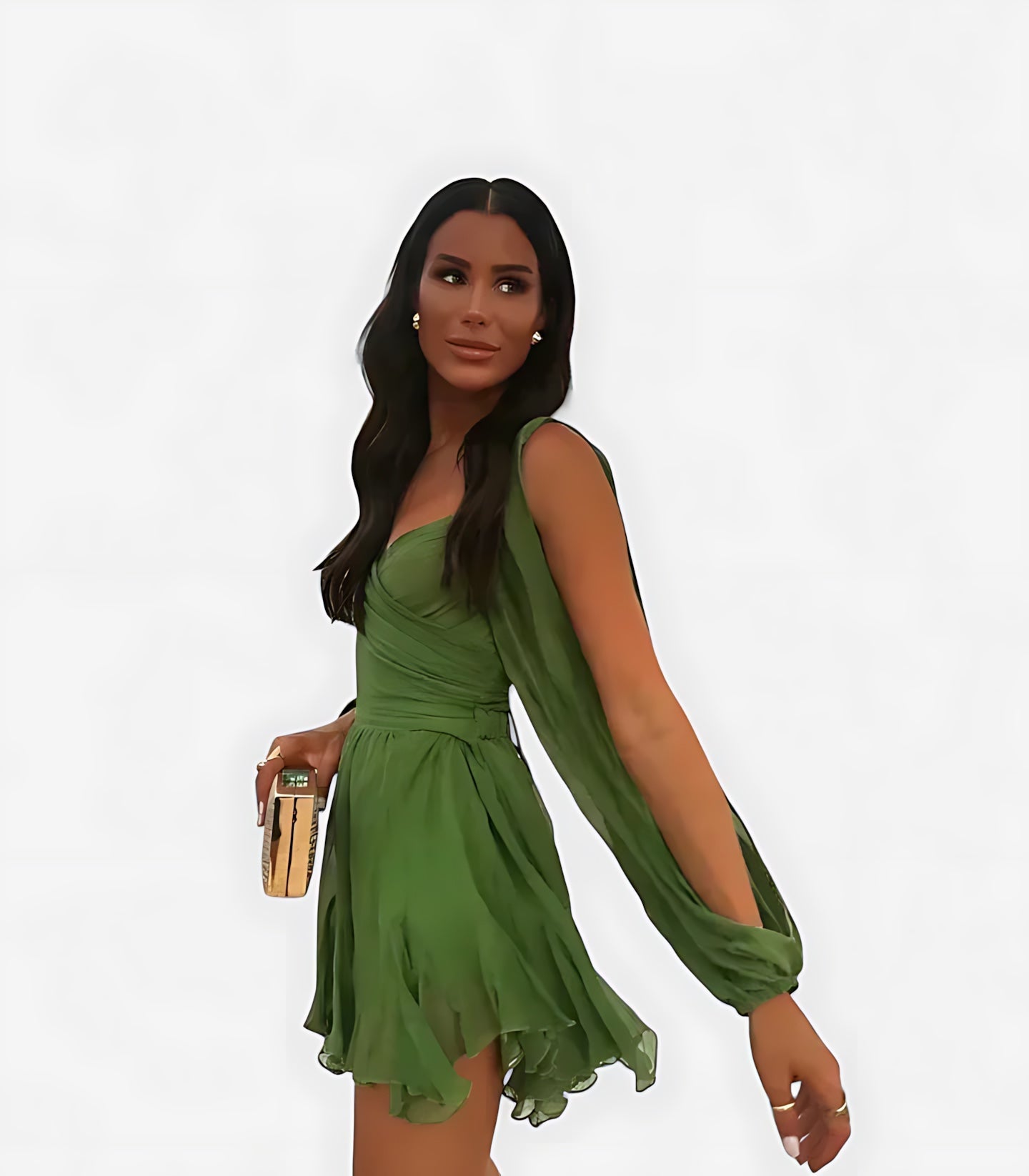 Brooklyn – Chiffon Wrap Split Sleeve Party Mini Dress